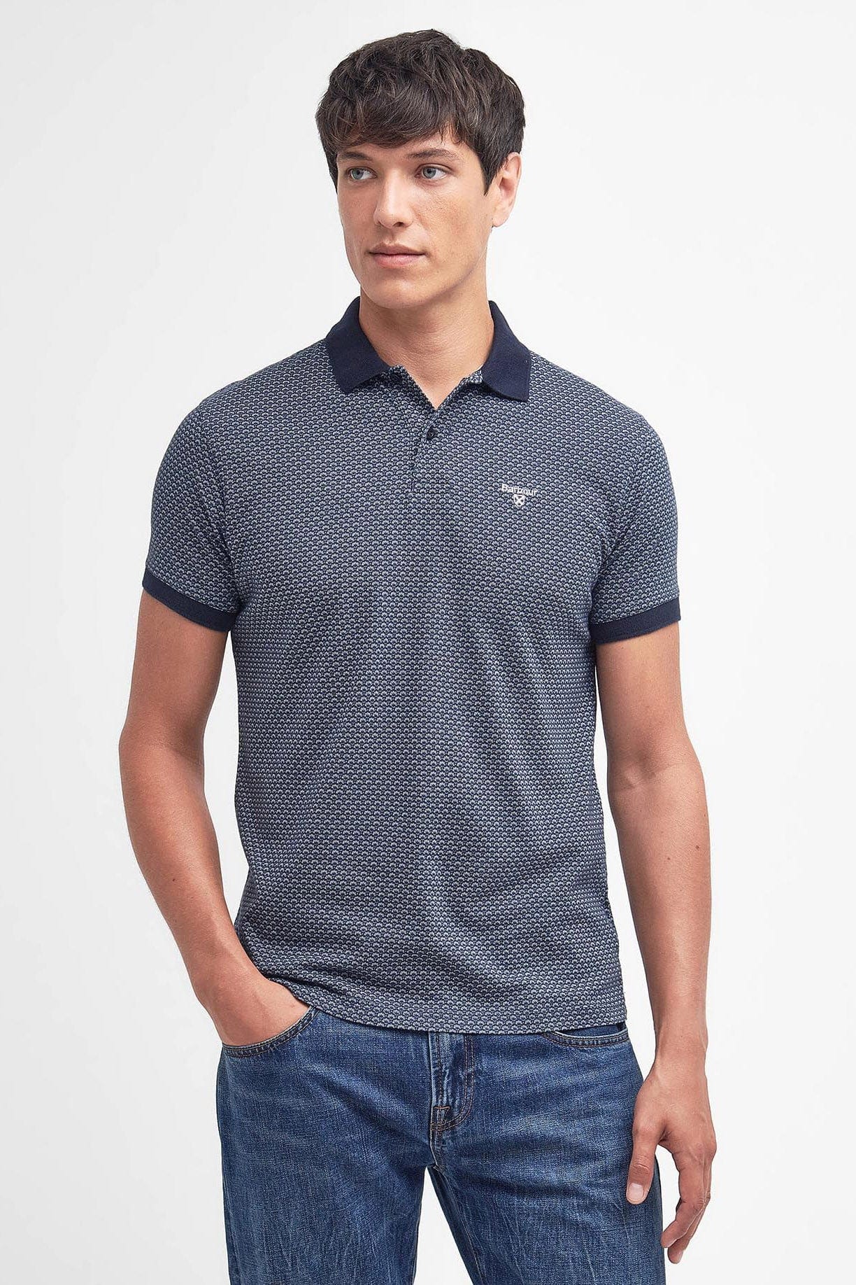Barbour Shell Print Polo Shirt - Classic Navy