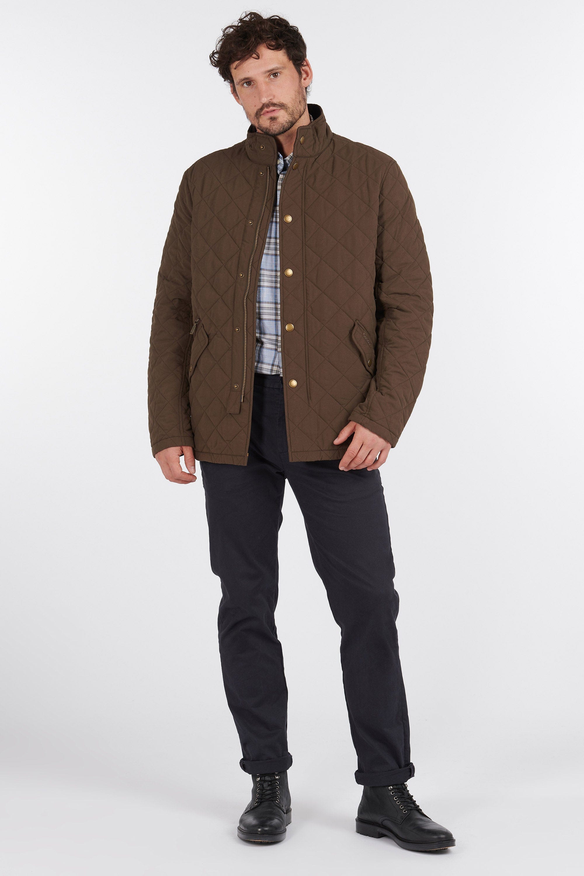 Barbour Shoveler Quilted Jacket - Dark Olive