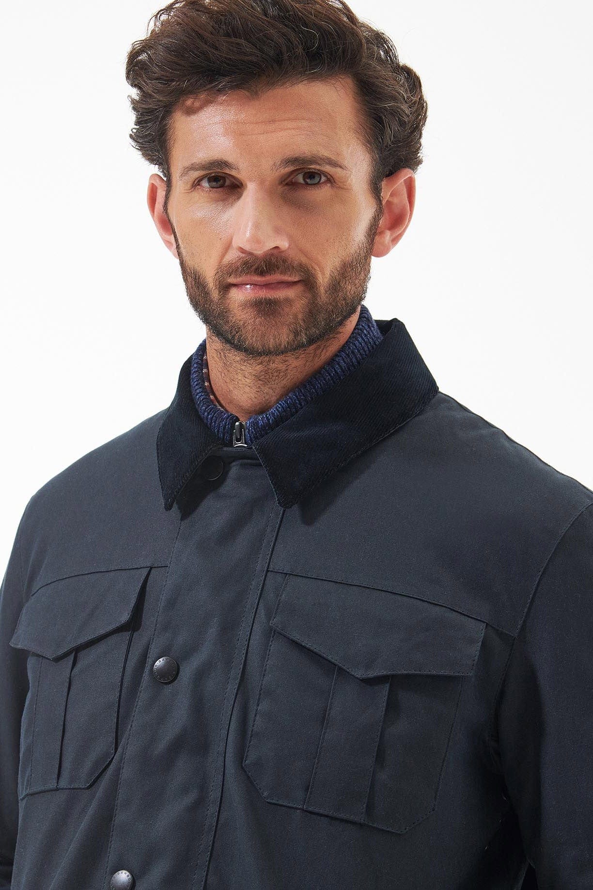 Barbour Spen Wax Jacket - Navy