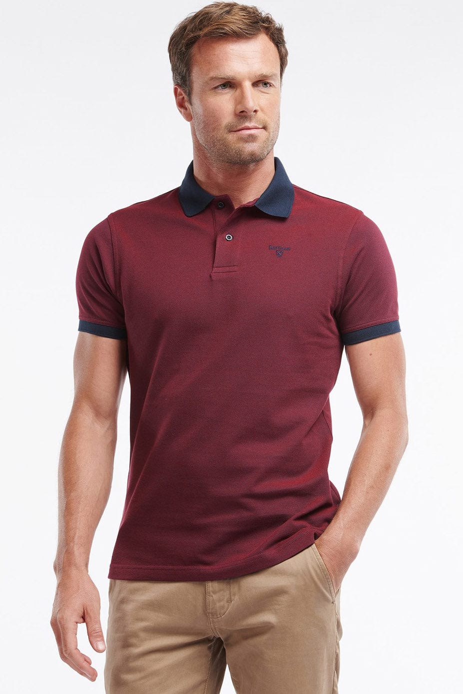 Barbour Sports Mix Polo - Dark Red