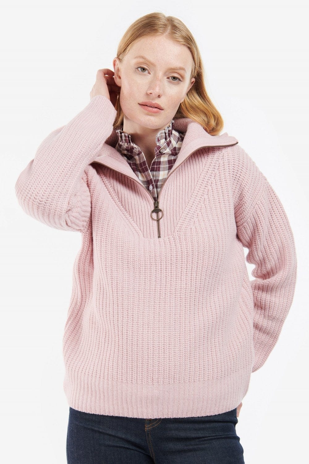 Barbour Stavia Quarter Zip Knit - Rosewater