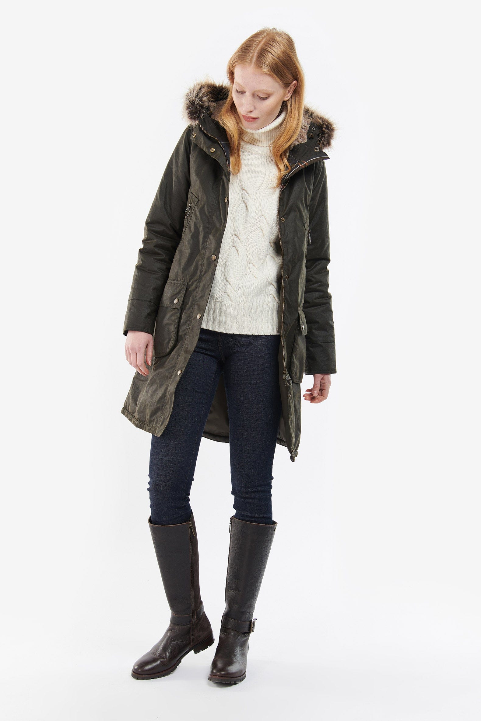 Barbour Stavia Wax Jacket - Olive/Classic