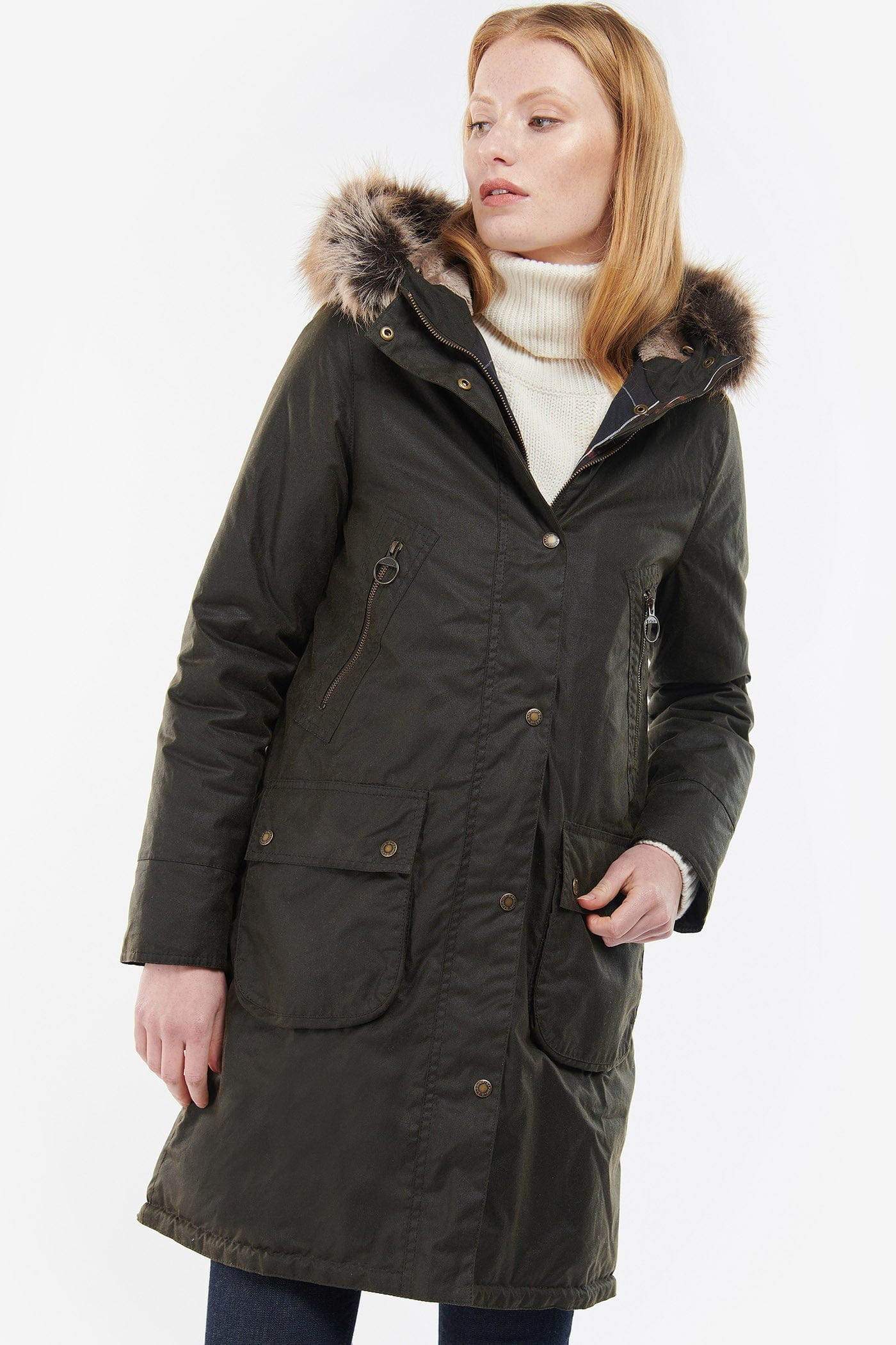 Barbour Stavia Wax Jacket - Olive/Classic