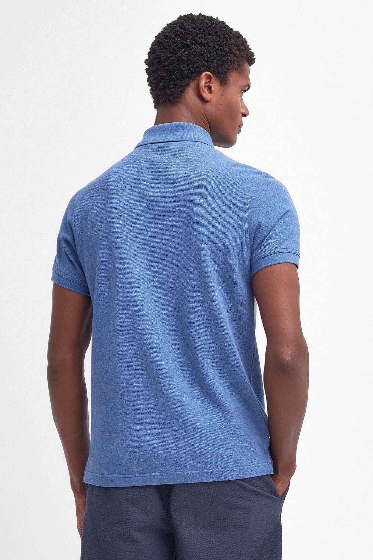 Barbour Tartan Pique Polo - Dark Chambray Marl