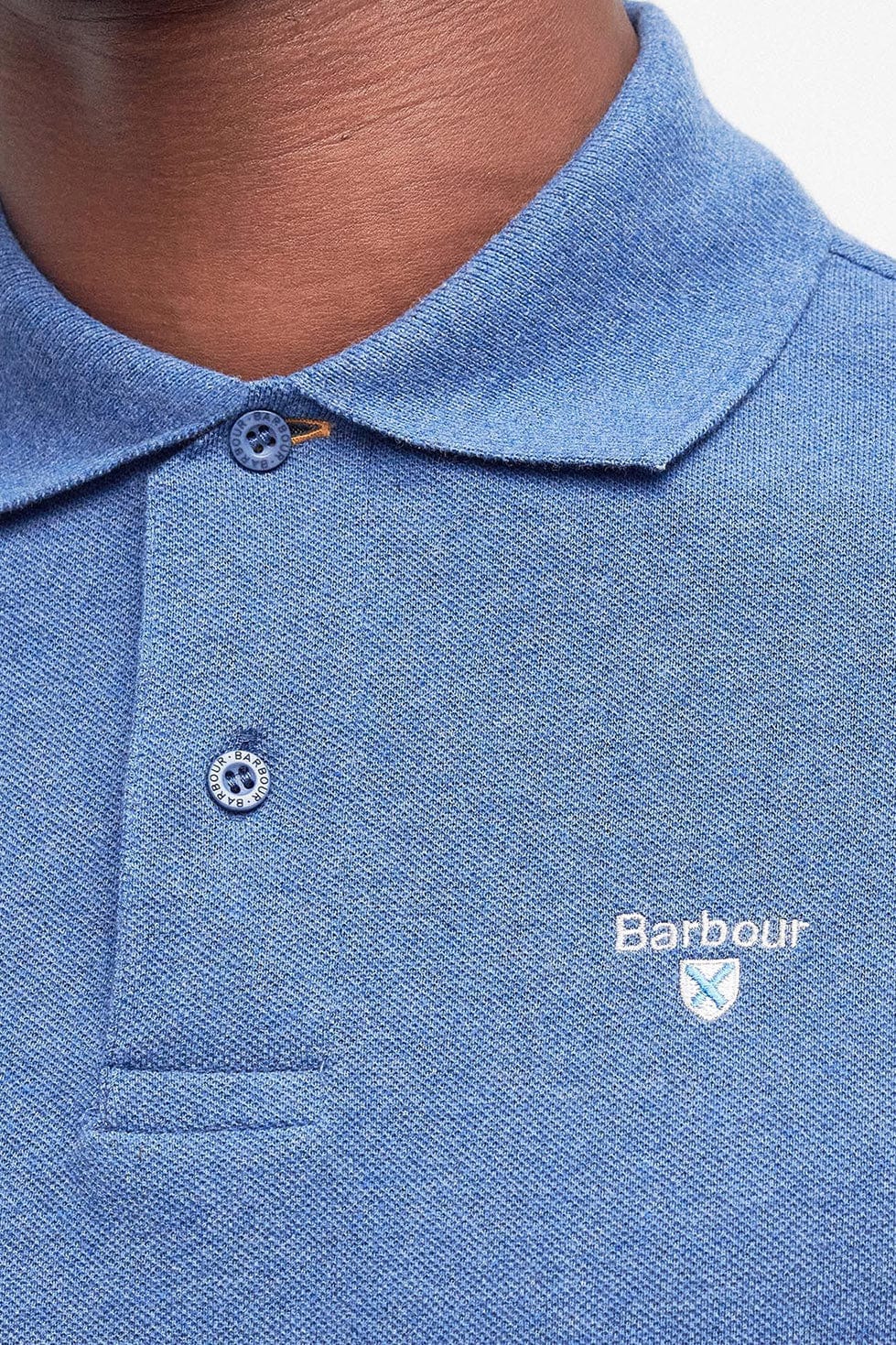 Barbour Tartan Pique Polo - Dark Chambray Marl