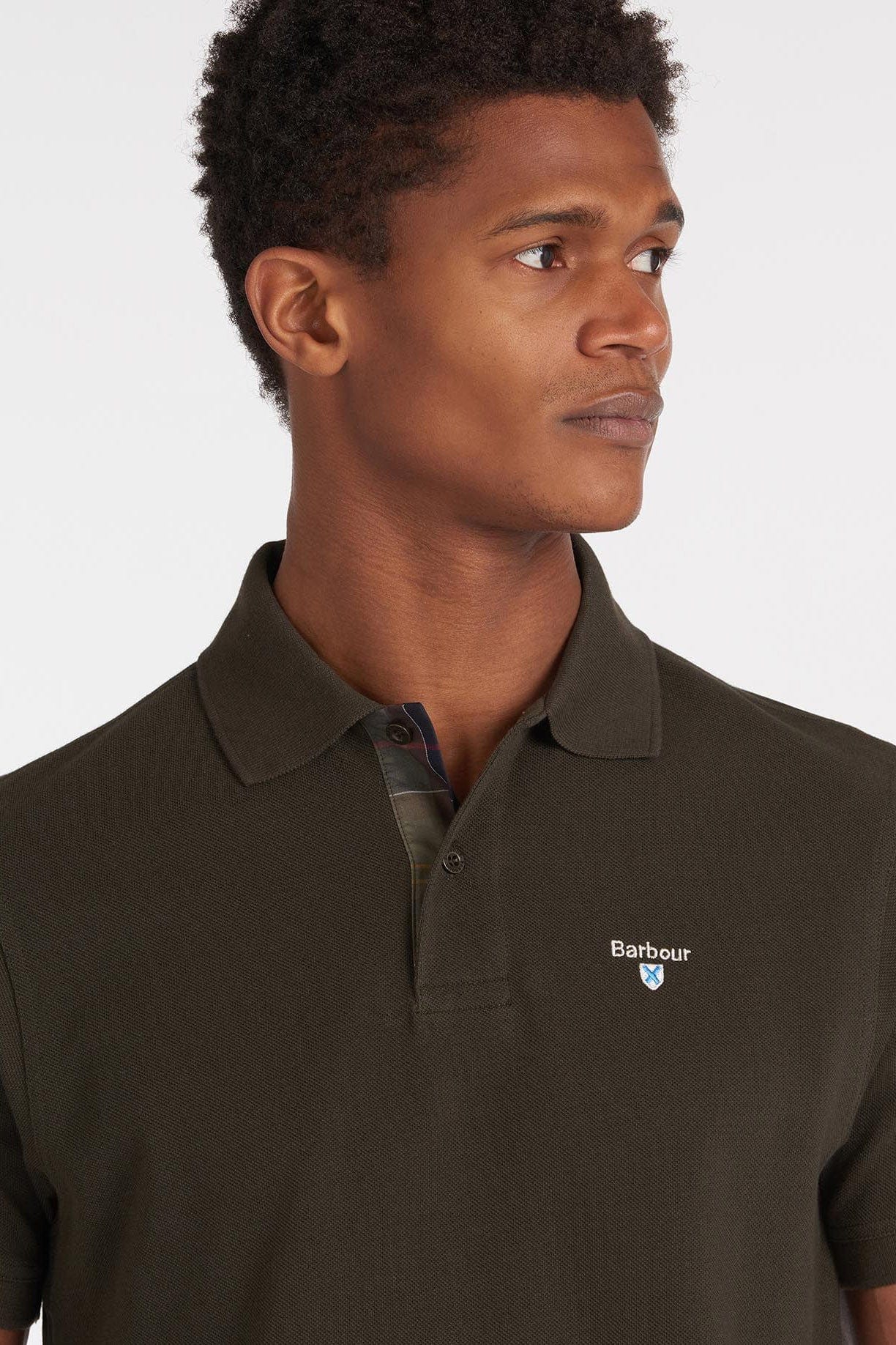 Barbour Tartan Pique Polo - Forest Green
