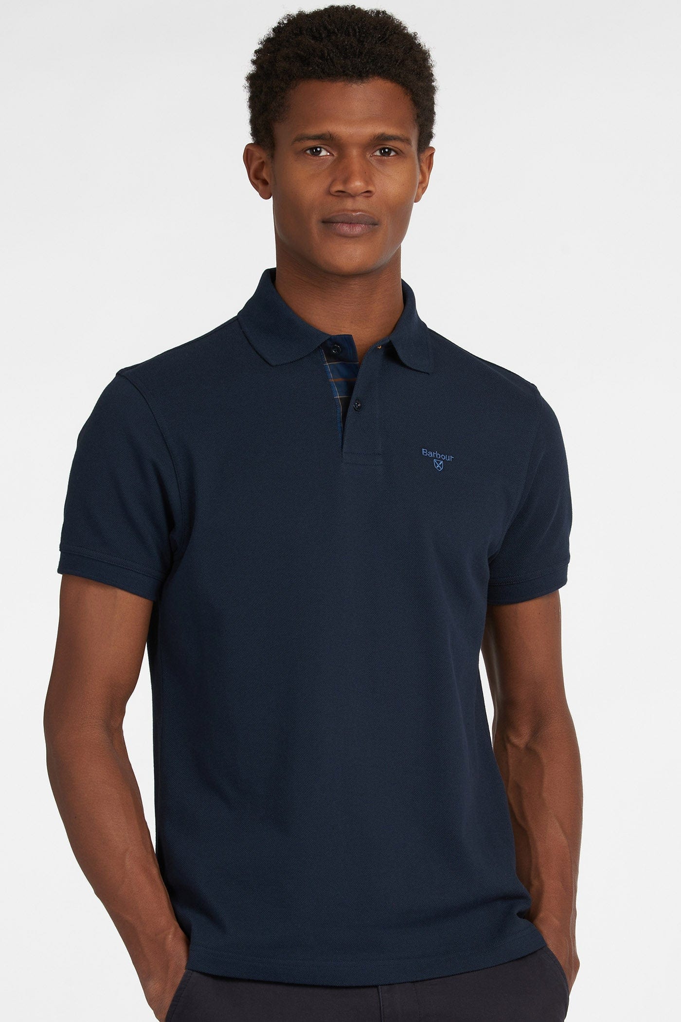 Barbour Tartan Pique Polo - Navy