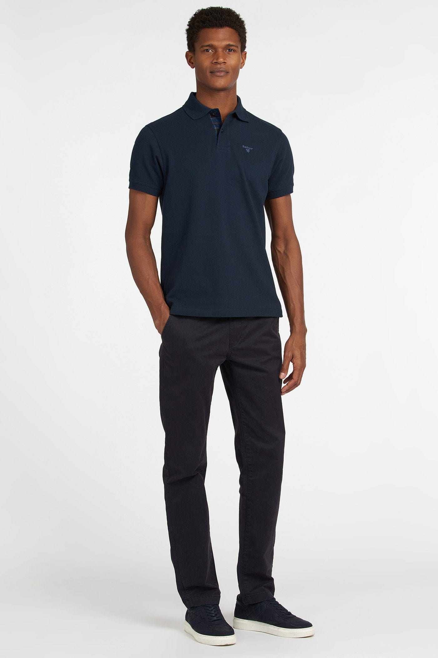 Barbour Tartan Pique Polo - Navy