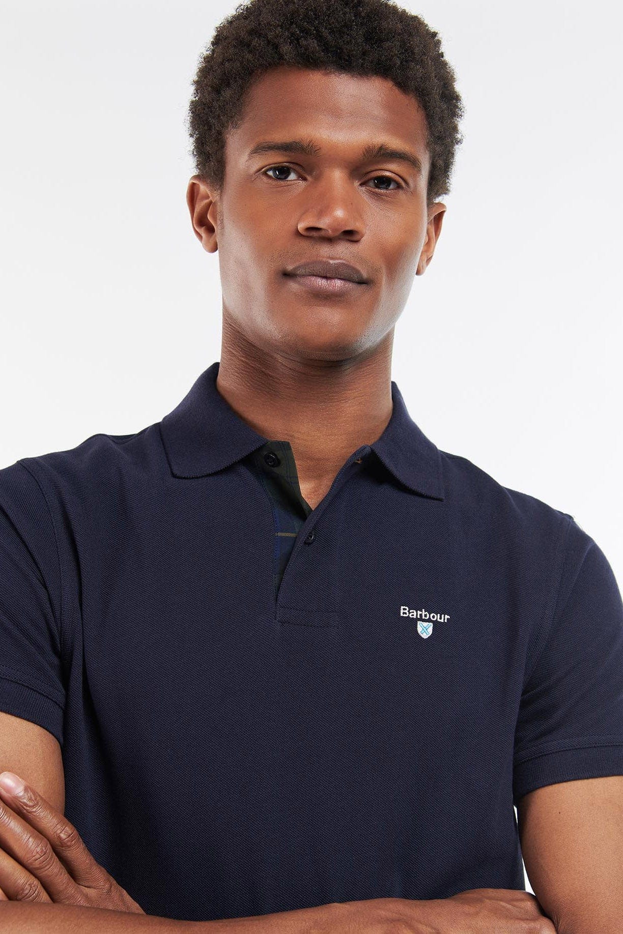 Barbour Tartan Pique Polo - Night Sky/Olive Night