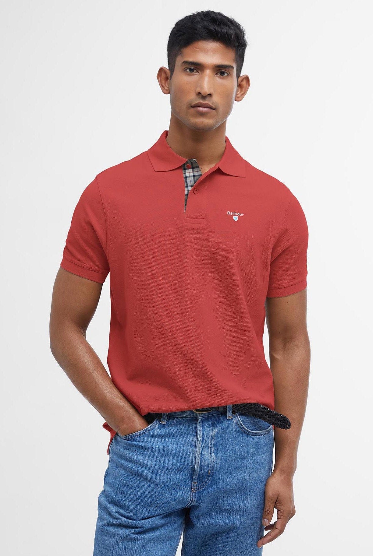 Barbour Tartan Pique Polo - Red Spice
