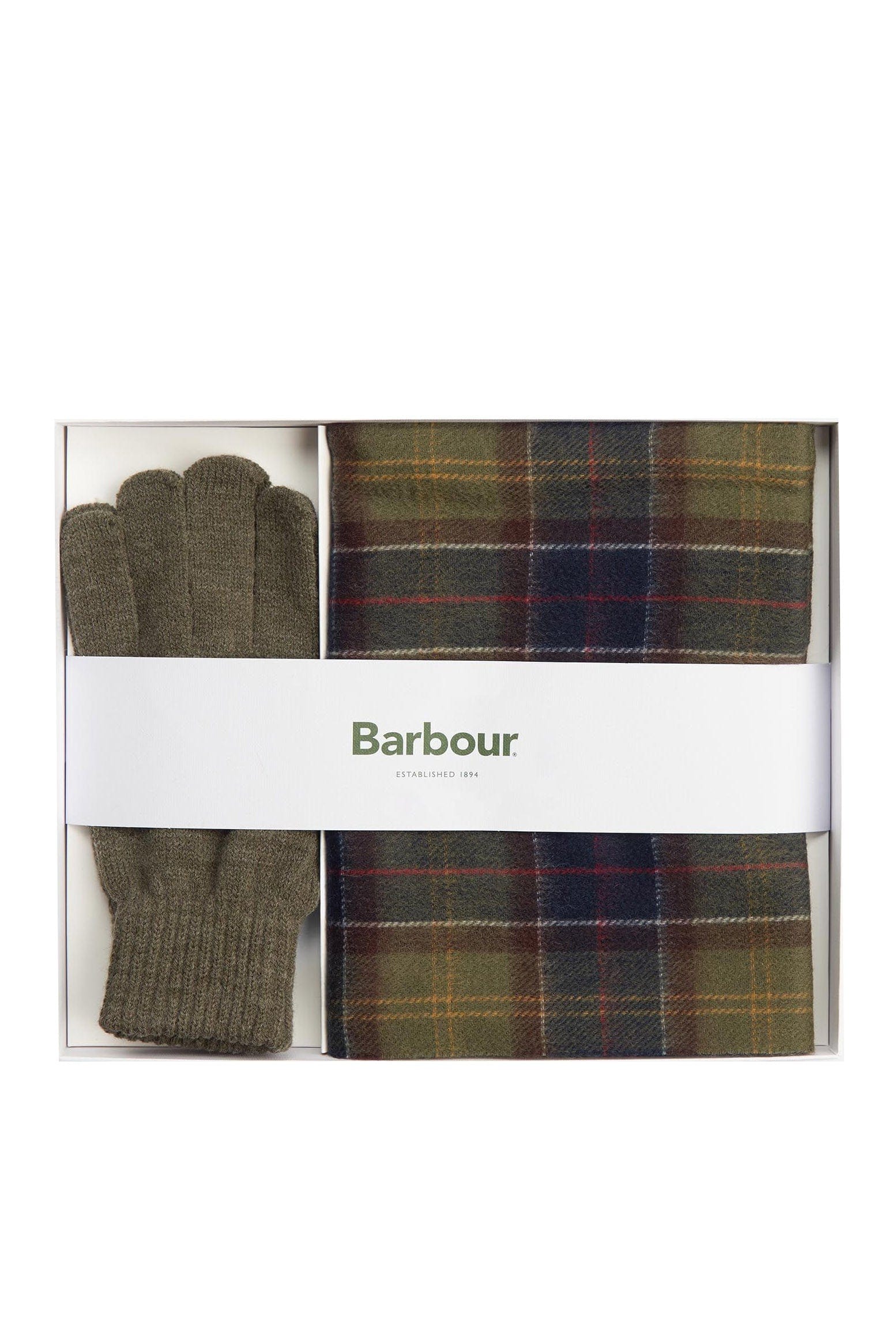 Barbour Tartan Scarf & Glove Gift Set - Classic/Olive MGS0018_TN11_OS