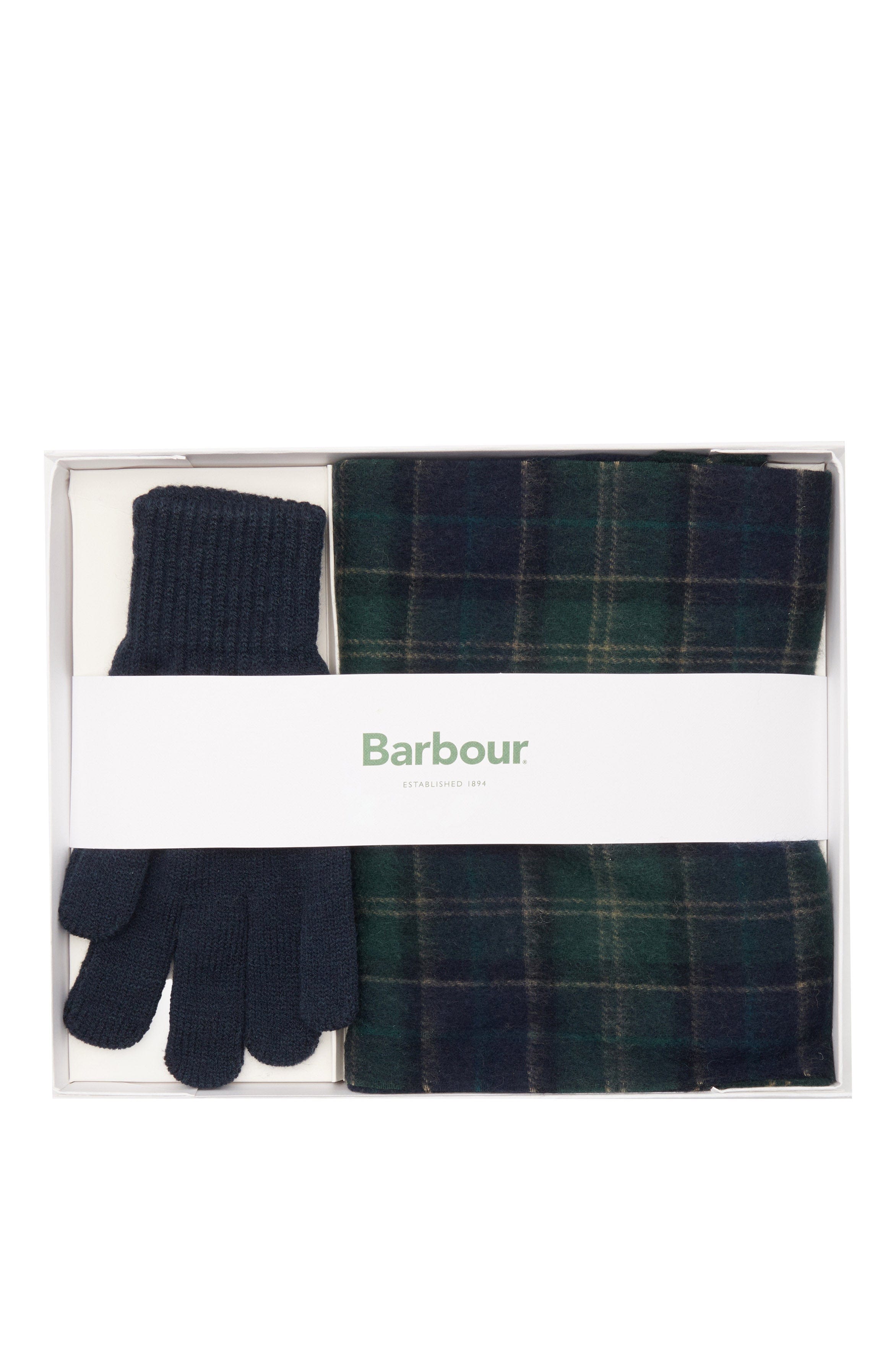 Barbour Tartan Scarf & Glove Gift Set - Green Loch Tartan MGS0018_NY91_OS