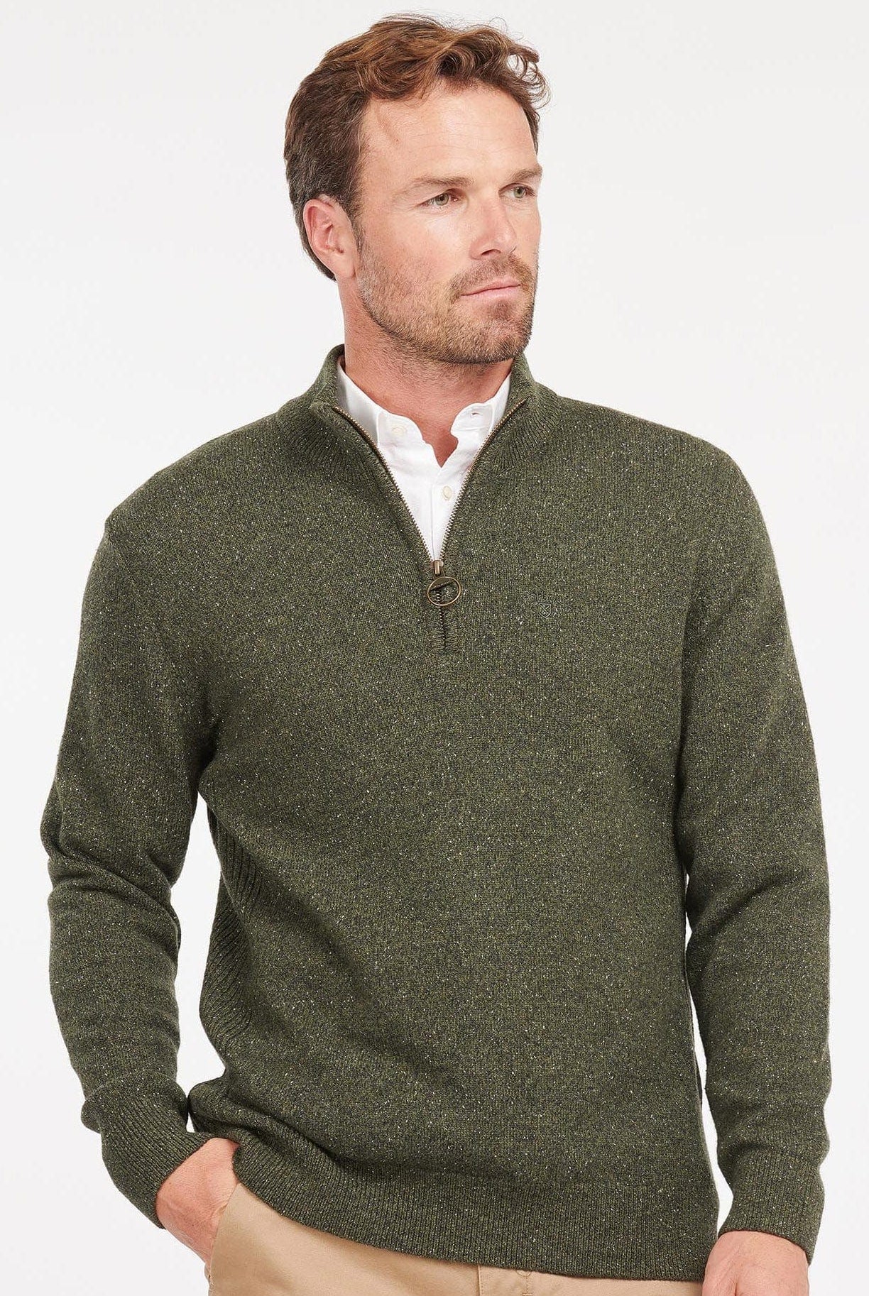 Barbour Tisbury Half Zip Knitted Jumper - Dark Seaweed