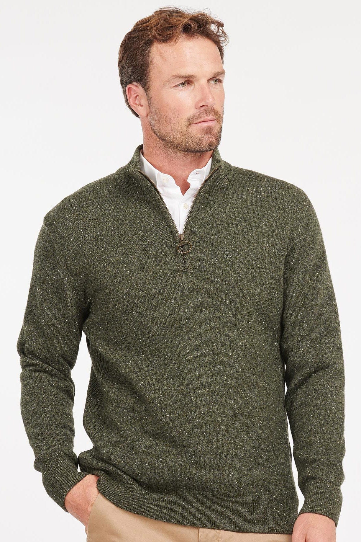 Barbour Tisbury Half Zip Knitted Jumper - Dark Seaweed