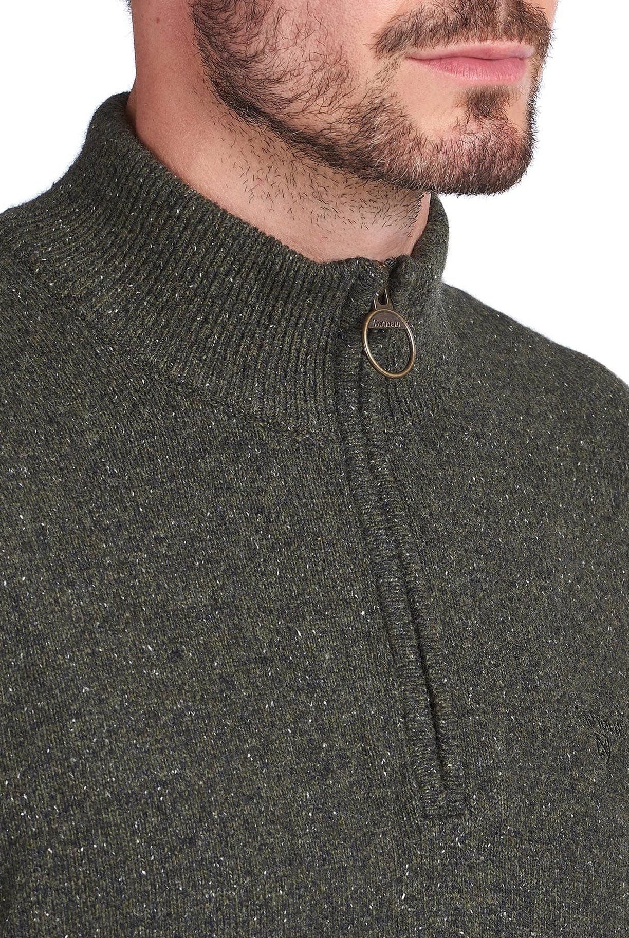 Barbour Tisbury Half Zip Knitted Jumper - Dark Seaweed