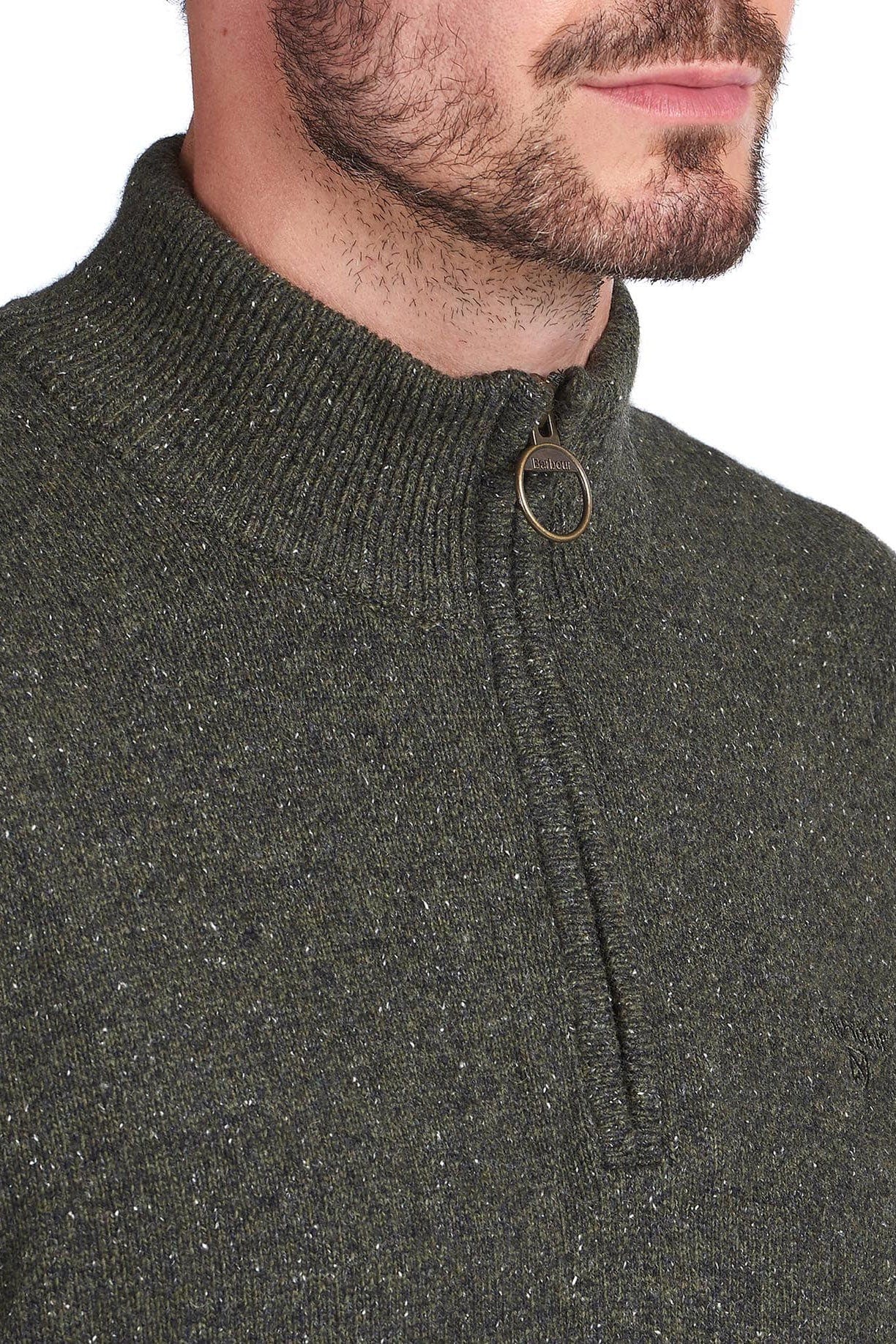 Barbour Tisbury Half Zip Knitted Jumper - Dark Seaweed