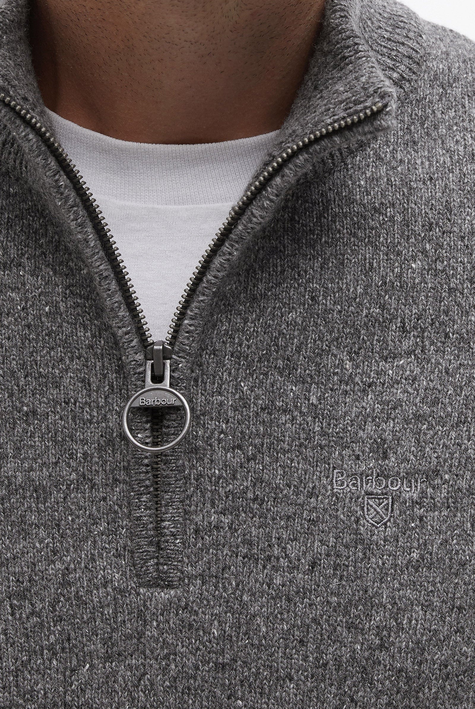 Barbour Tisbury Half Zip Knitted Jumper - Grey