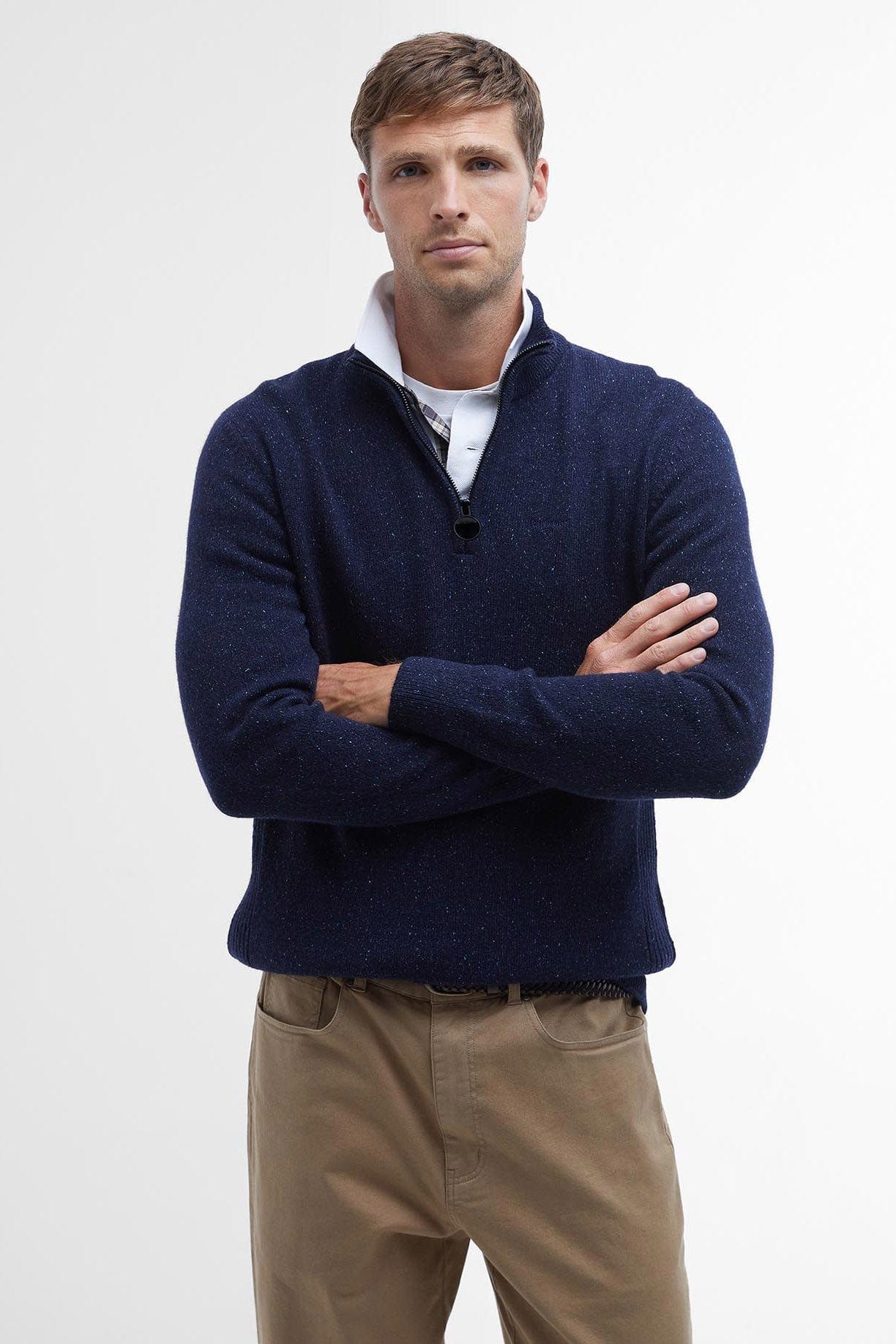 Barbour Tisbury Half Zip Knitted Jumper - Navy