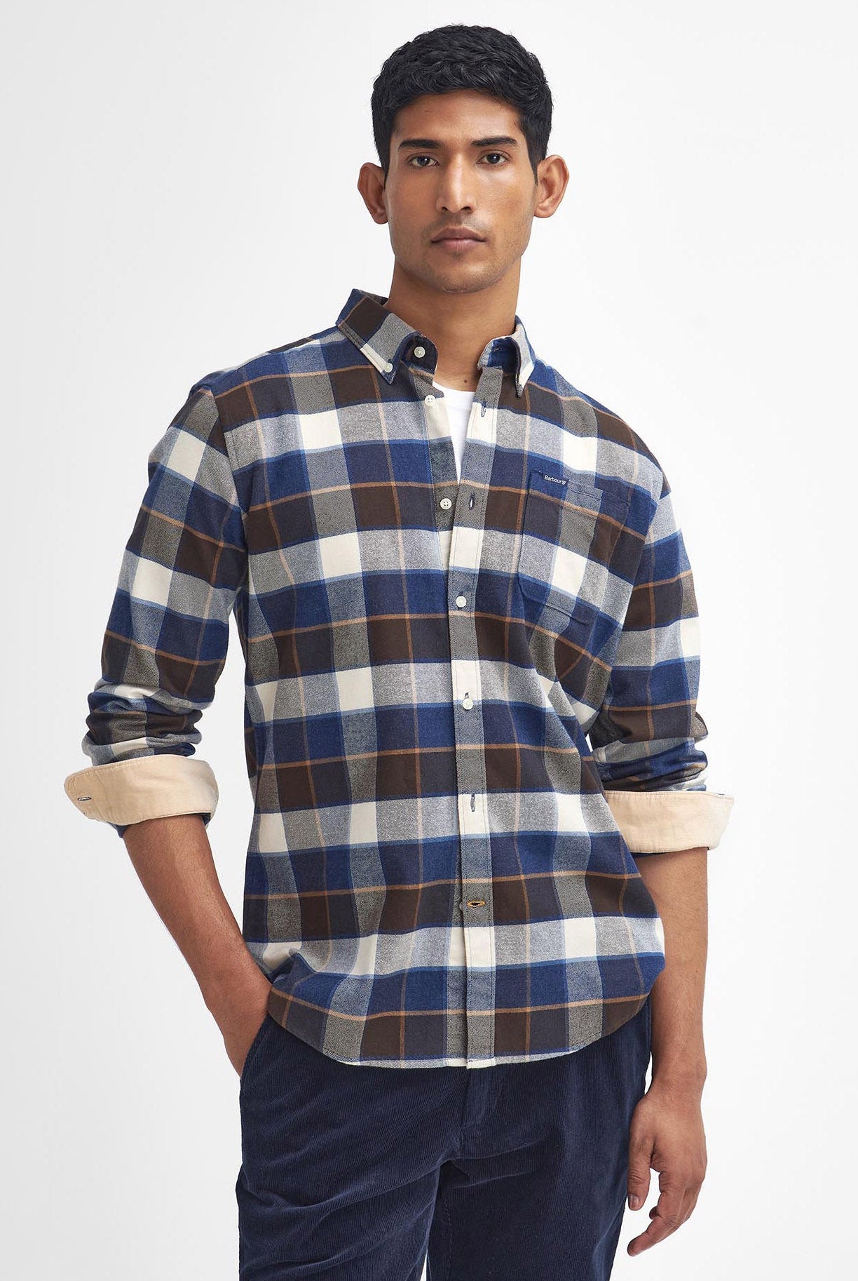 Barbour Valley Tailored Brushed Cotton Shirt - Ecru