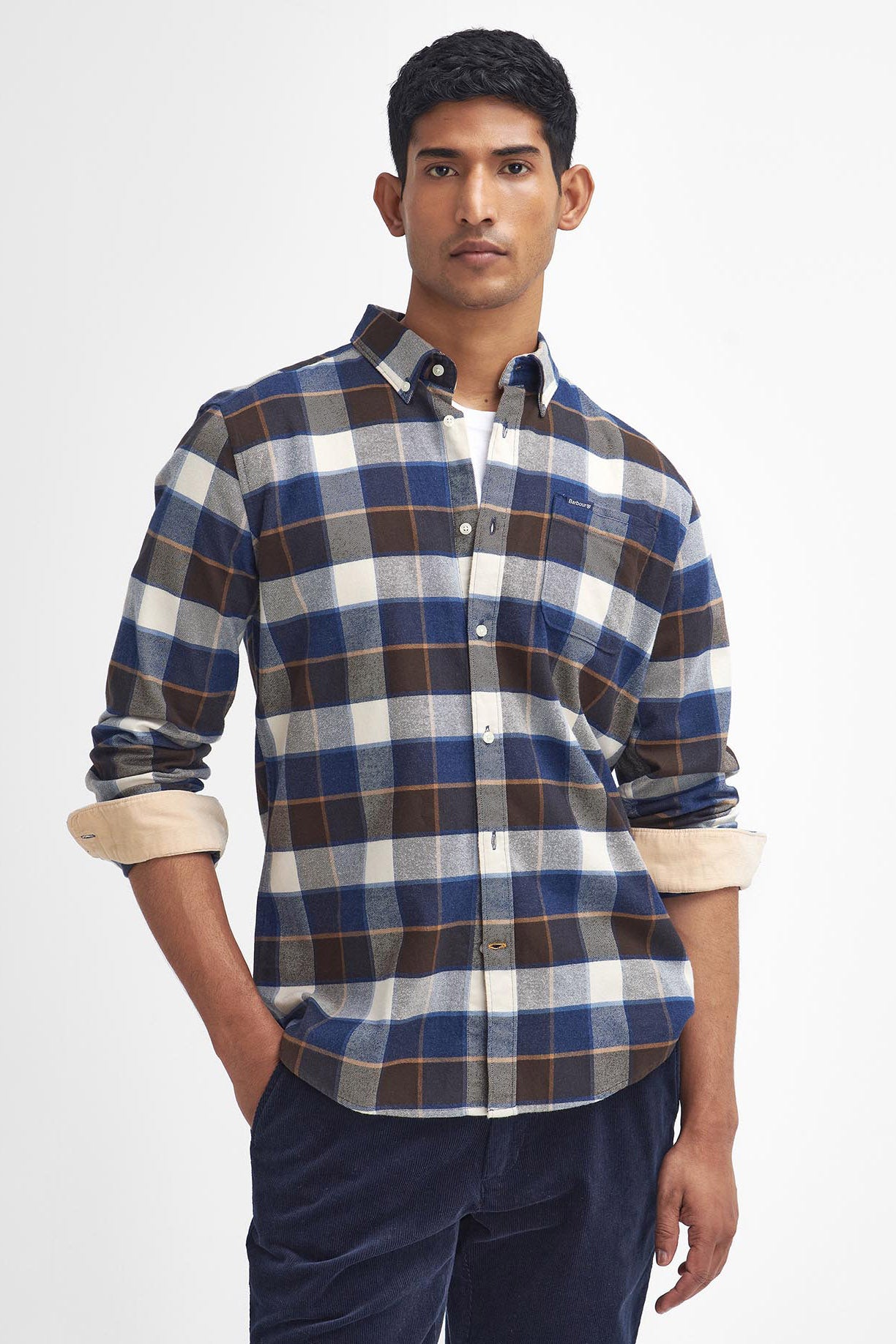 Barbour Valley Tailored Brushed Cotton Shirt - Ecru