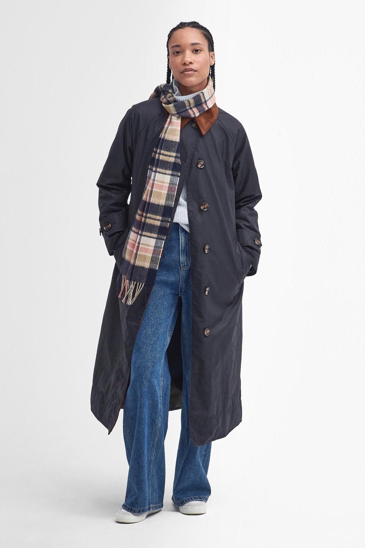 Barbour Vintage Plaid Scarf - Navy/Pink Rust LSC0109_NY91_OS