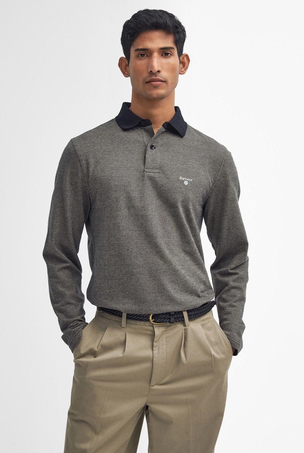 Barbour Walkford Long Sleeve Tailored Polo Shirt - Black