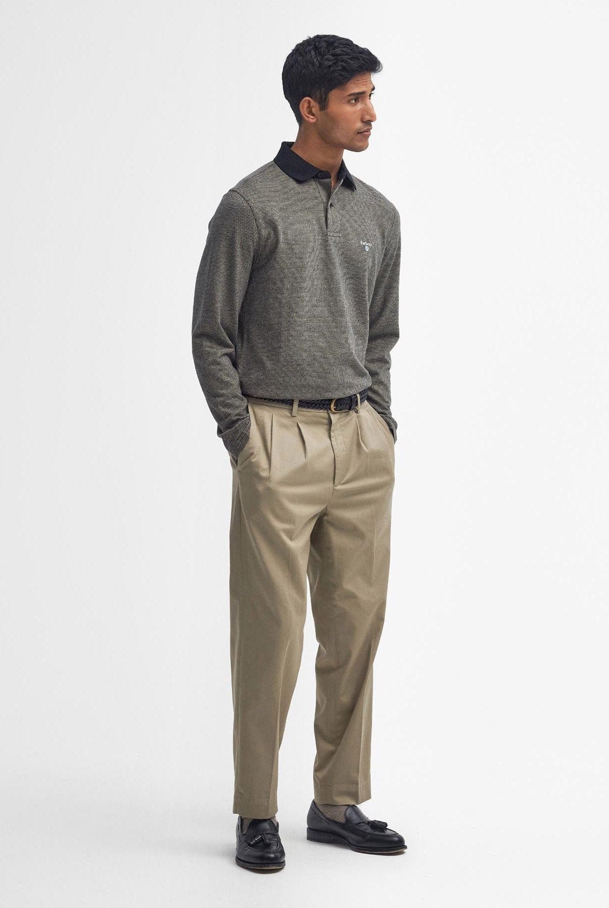 Barbour Walkford Long Sleeve Tailored Polo Shirt - Black