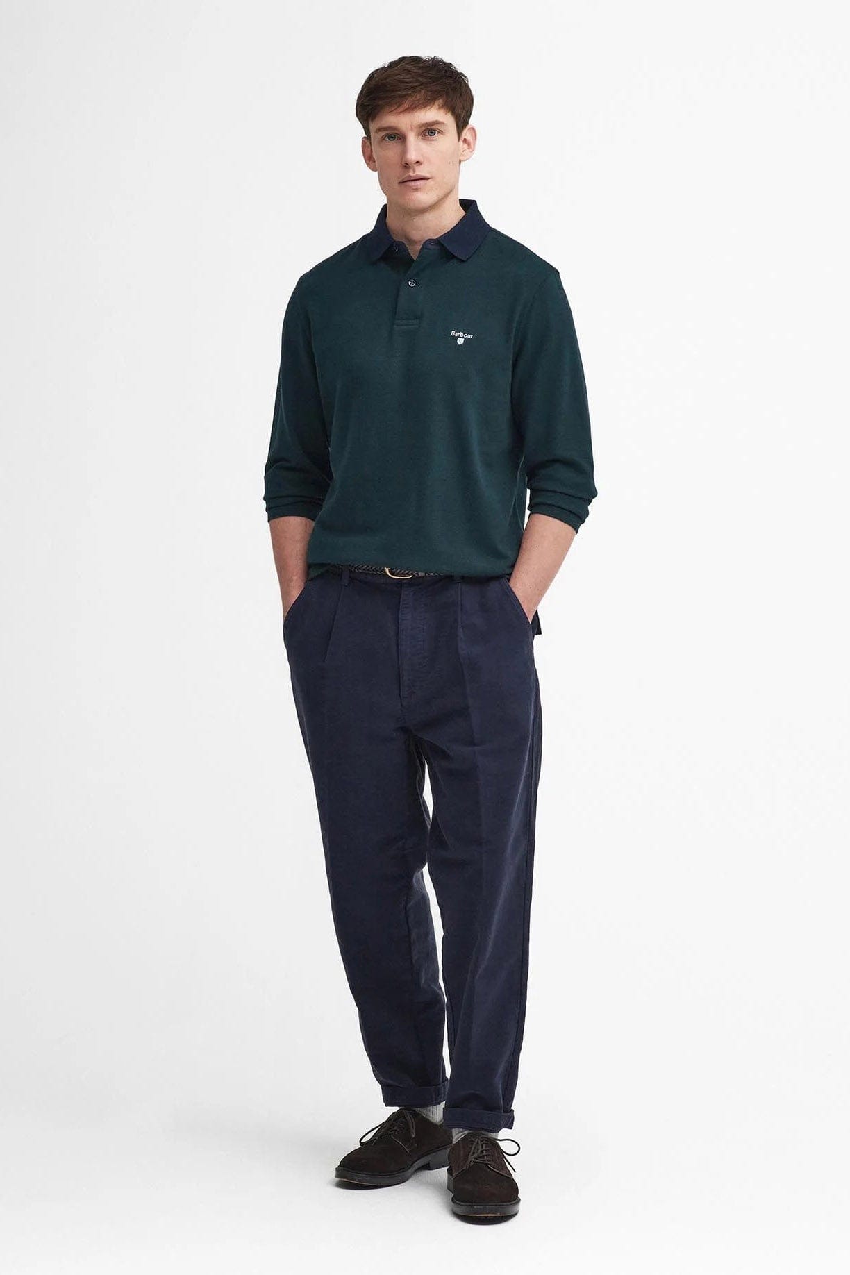 Barbour Walkford Long Sleeve Tailored Polo Shirt - Sapphire Navy