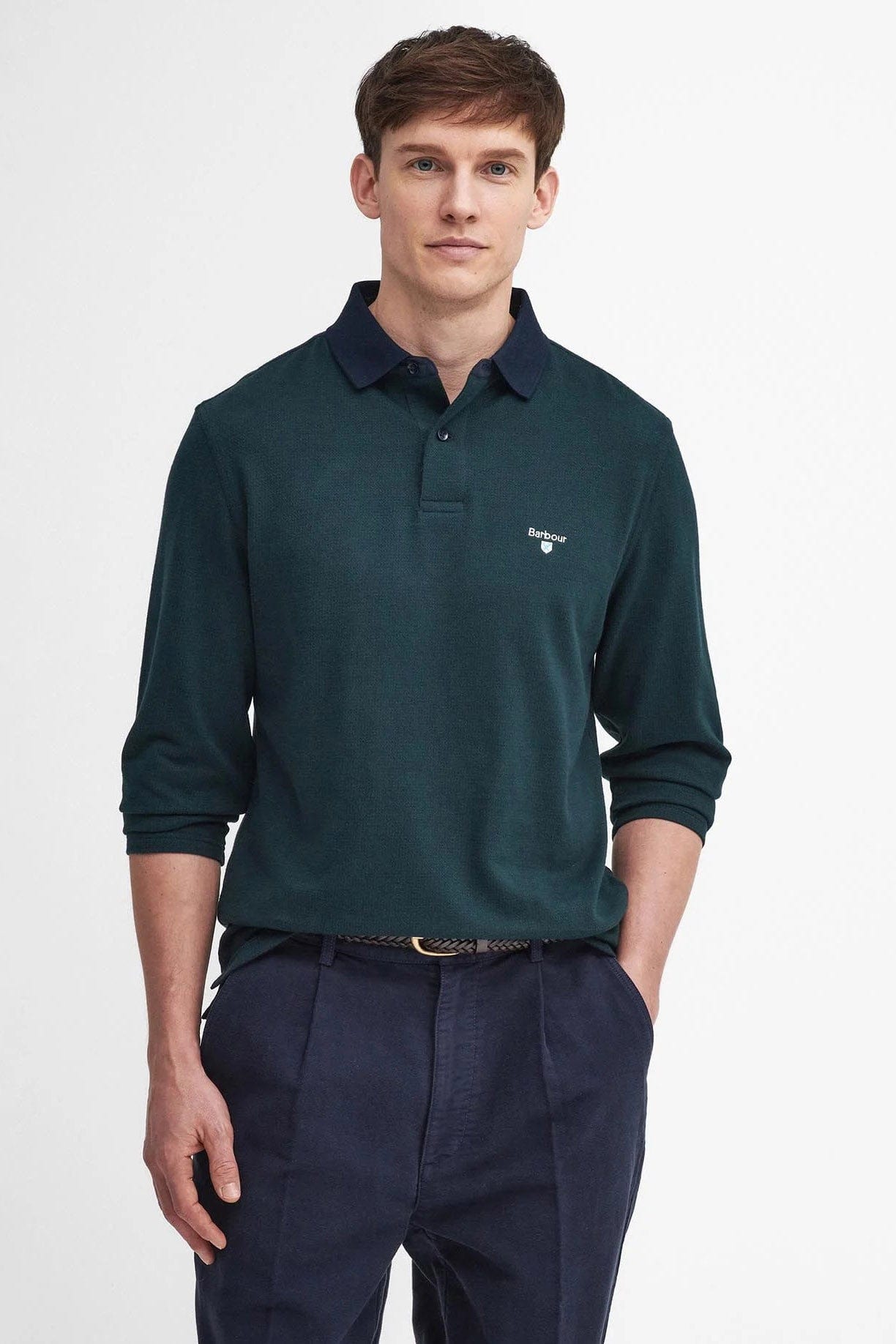 Barbour Walkford Long Sleeve Tailored Polo Shirt - Sapphire Navy