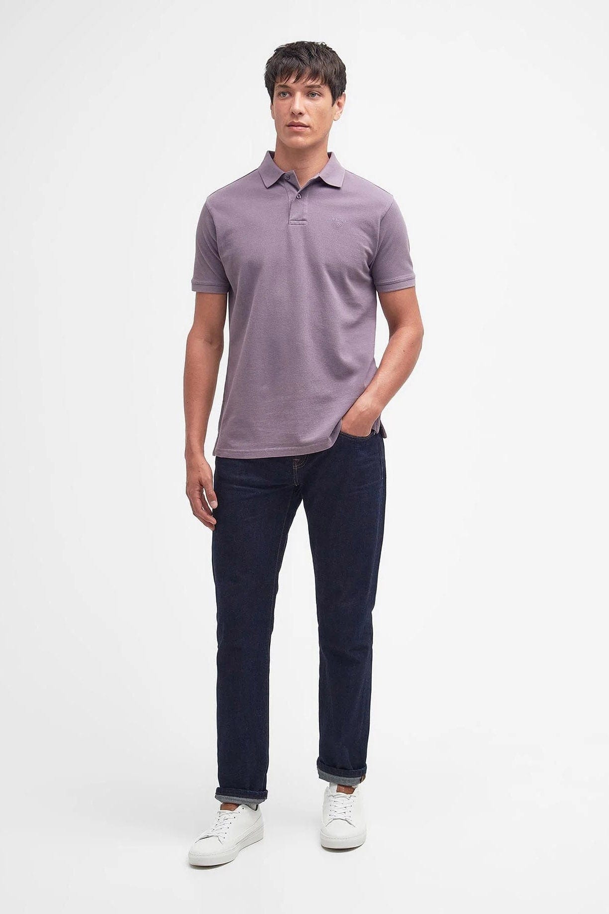 Barbour Washed-Out Sports Polo Shirt - Purple Slate