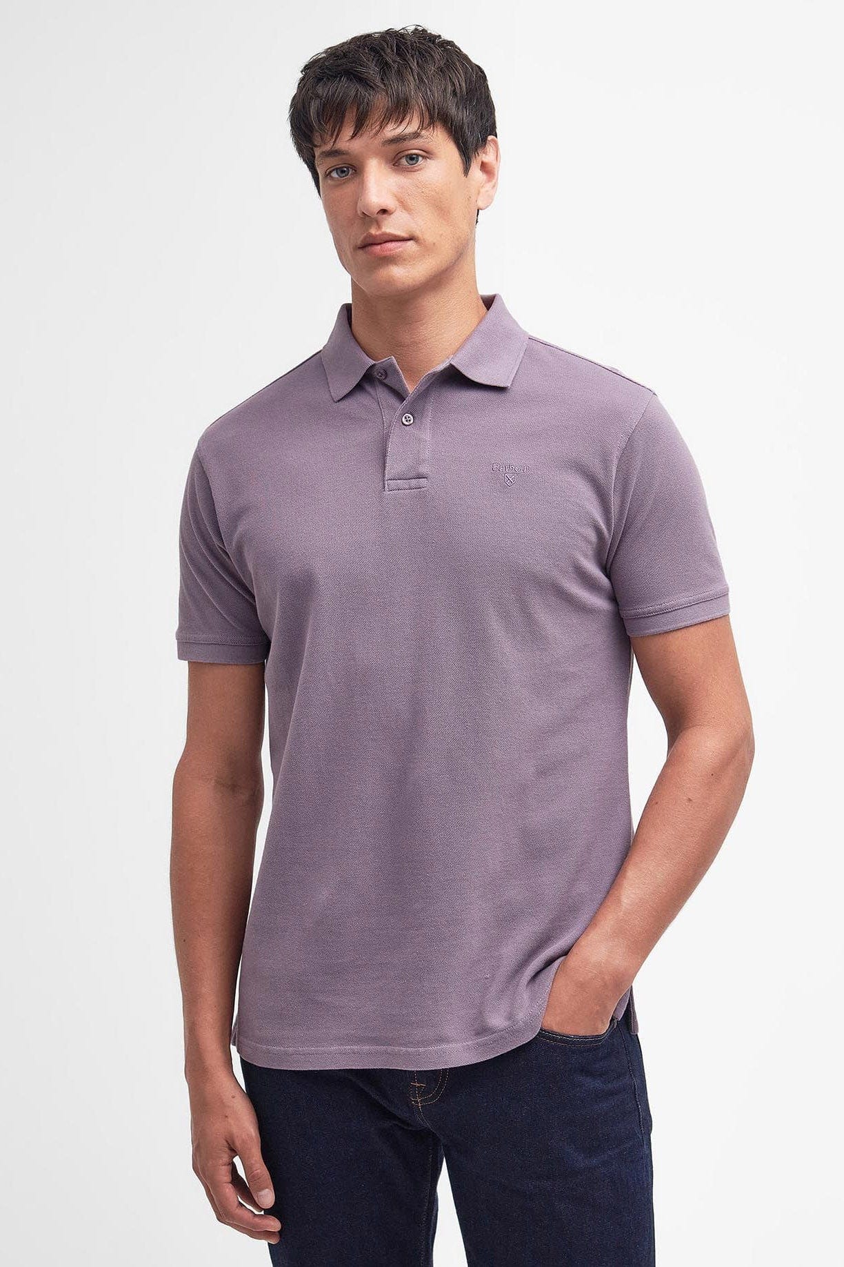Barbour Washed-Out Sports Polo Shirt - Purple Slate
