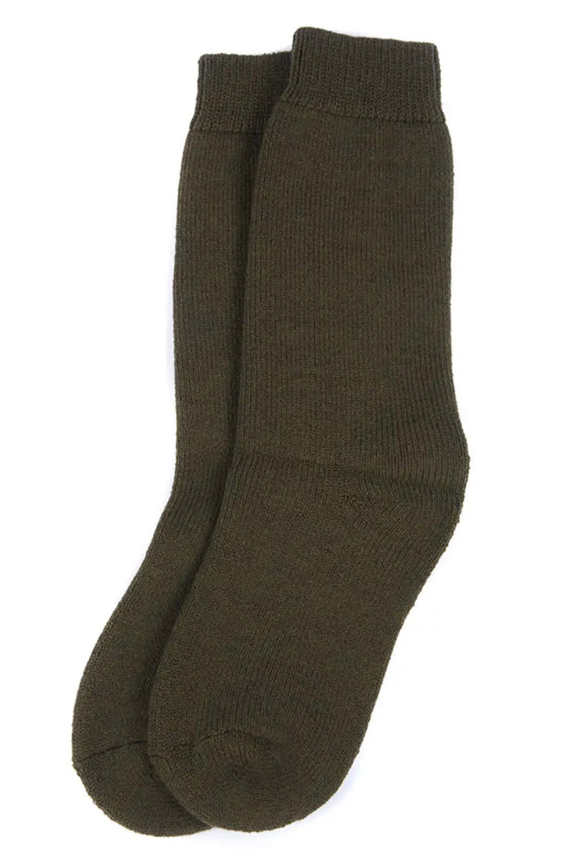 Barbour Wellington Calf Socks - Olive Green