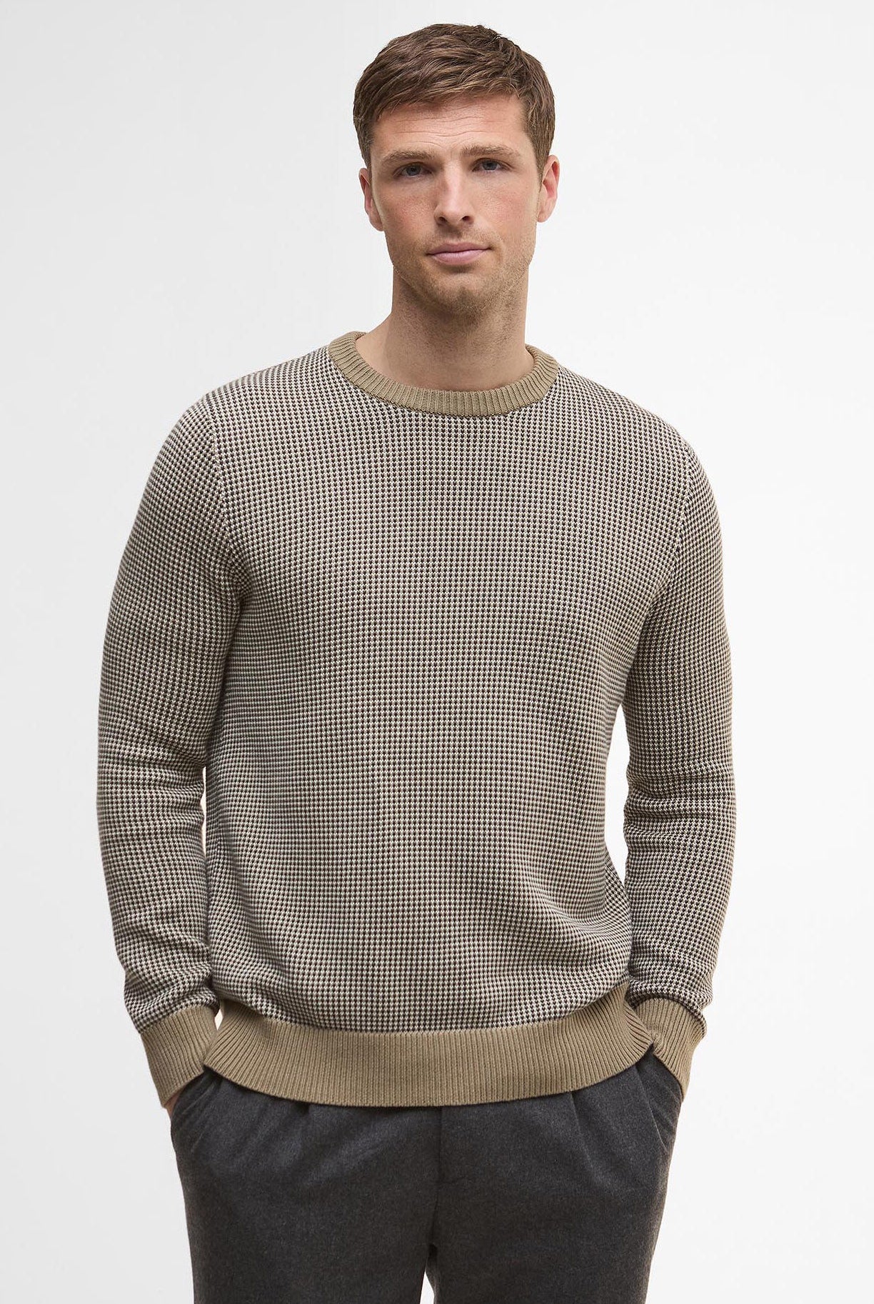 Barbour Wells Crew Neck Jumper - Washed Stone