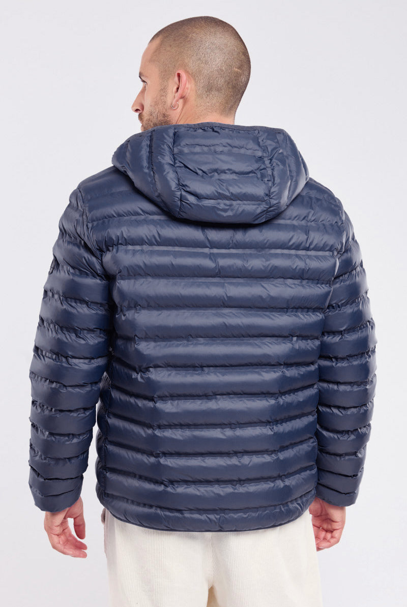 Bermudes Hoodbord Water-Repellent Quilted Hooded Jacket - Navy