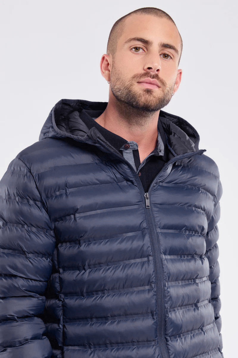 Bermudes Hoodbord Water-Repellent Quilted Hooded Jacket - Navy