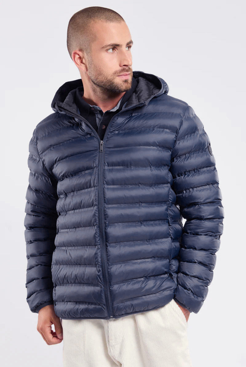 Bermudes Hoodbord Water-Repellent Quilted Hooded Jacket - Navy