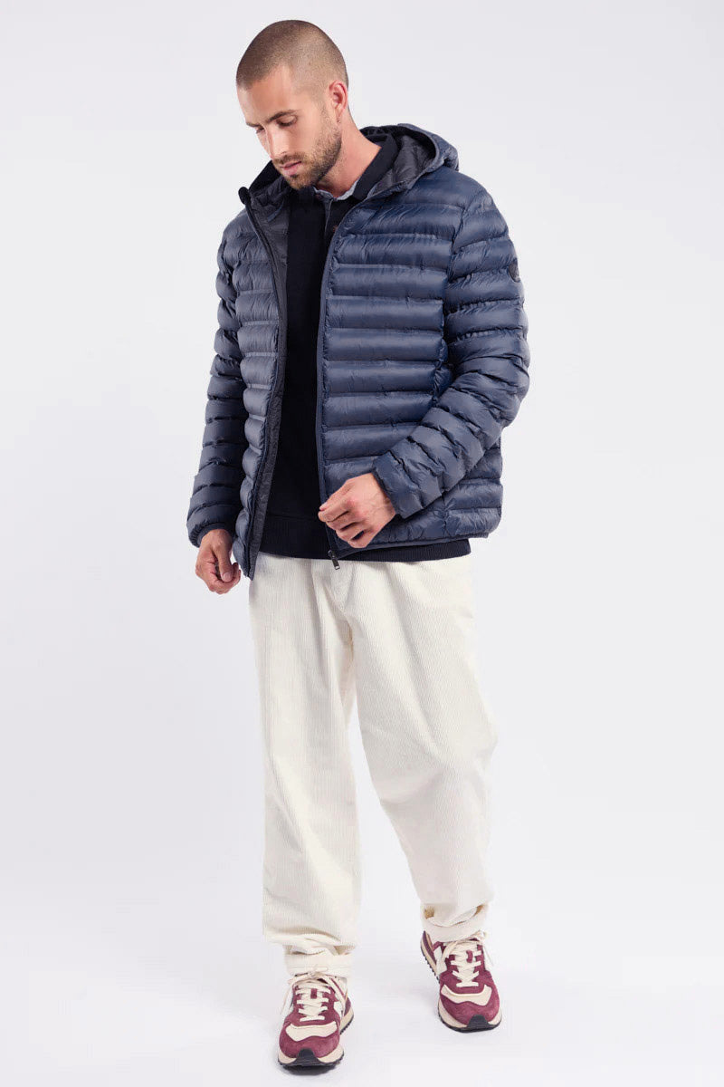 Bermudes Hoodbord Water-Repellent Quilted Hooded Jacket - Navy