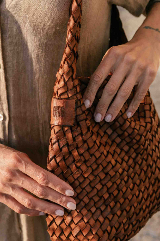BIBA Killen Woven Leather Shoulder Bag - Tan KILL_TAN_OS