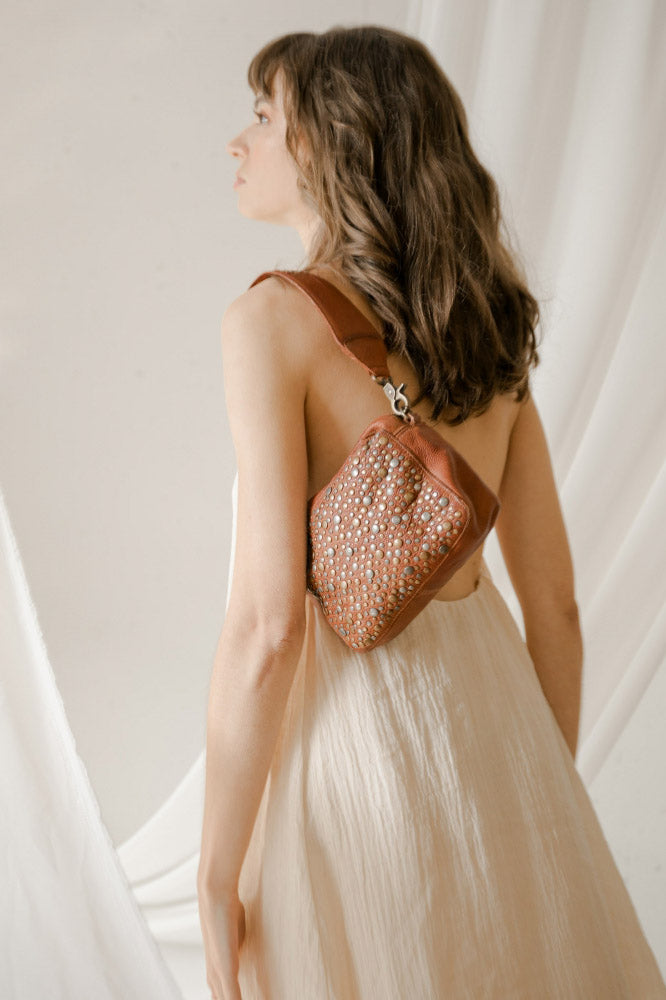 BIBA Lovington Studded Leather Cross Body Bag - Tan LOS1L_TAN_OS