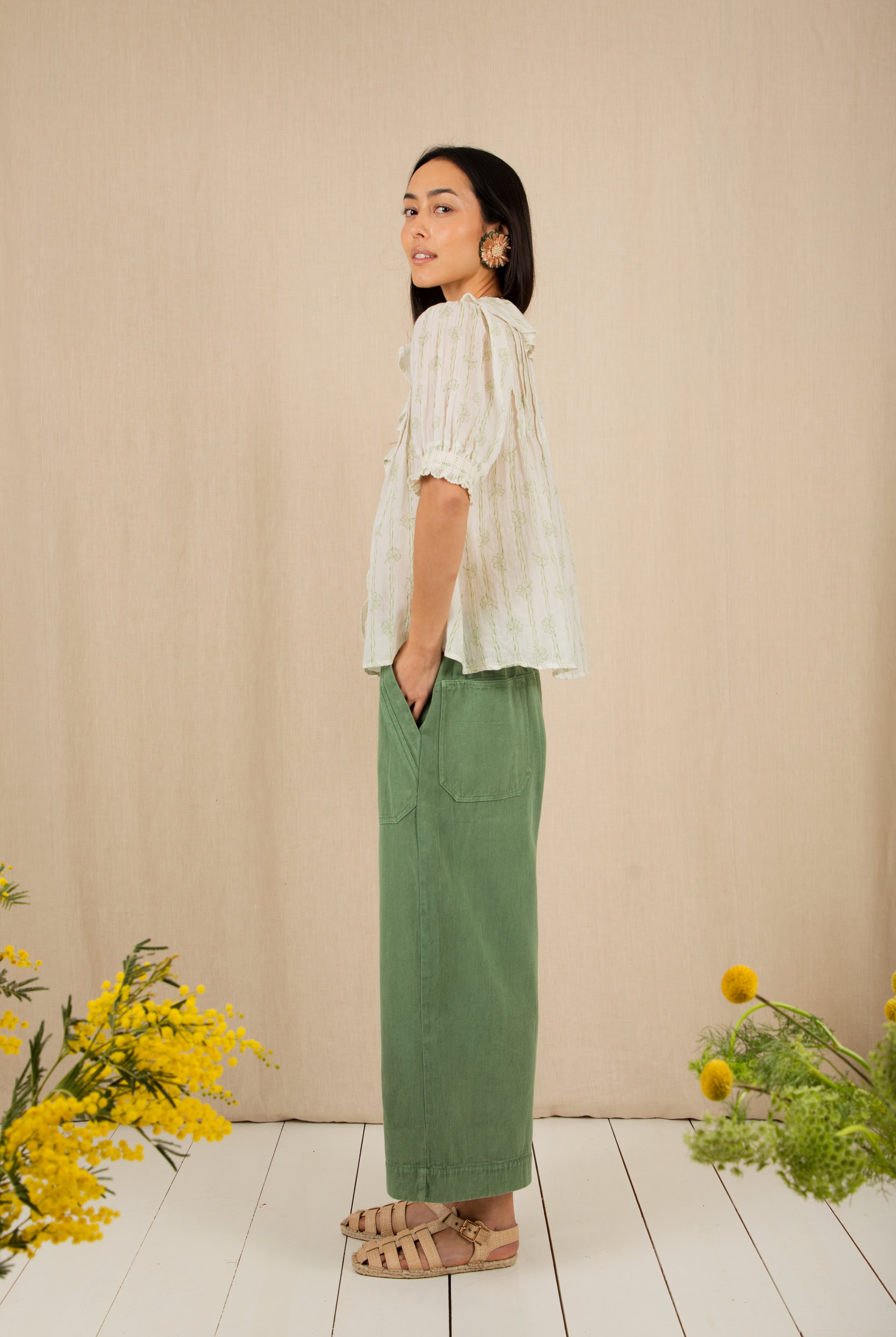 Bonte Lenny Ruffle Neck Shirt - Clover