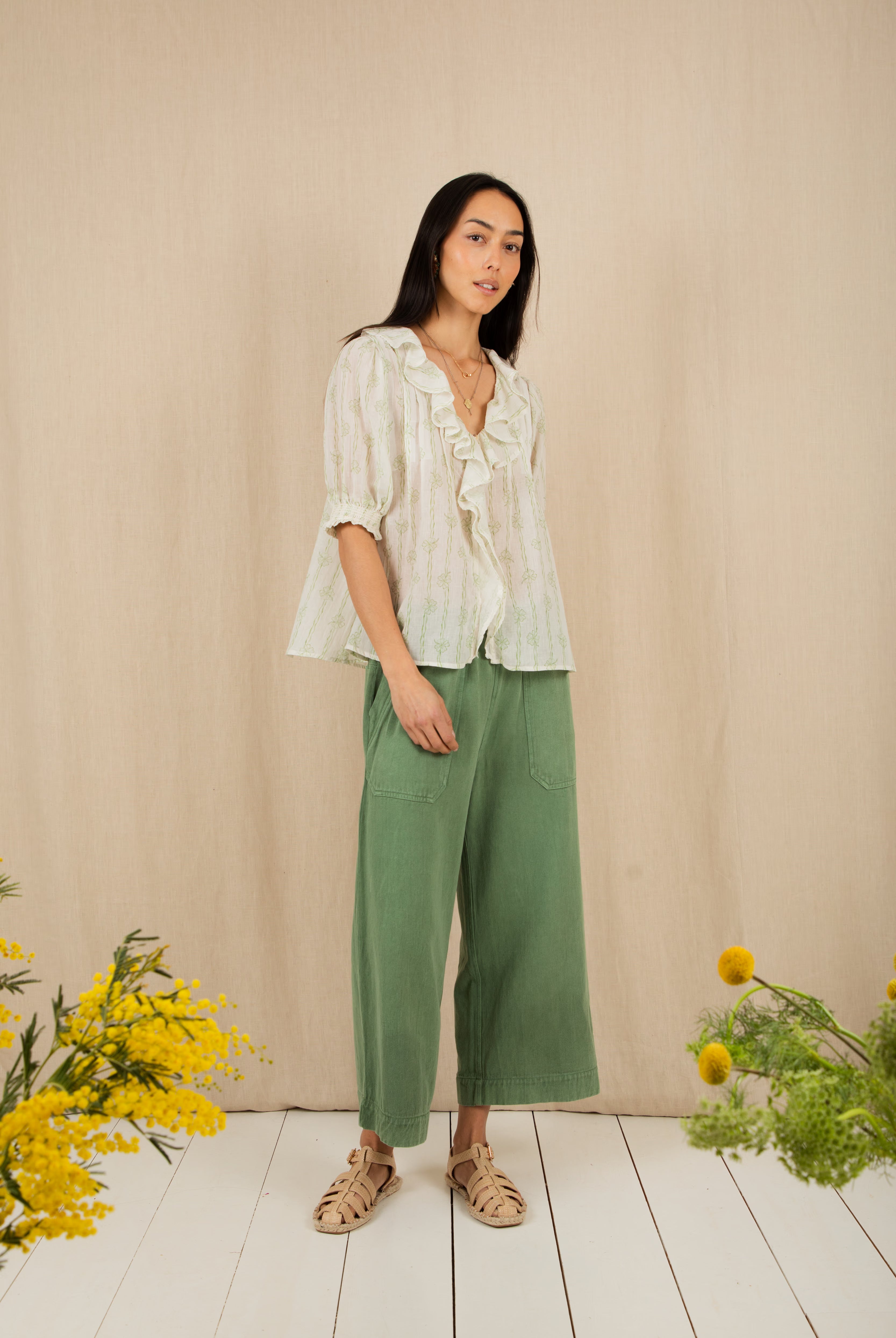 Bonte Lenny Ruffle Neck Shirt - Clover