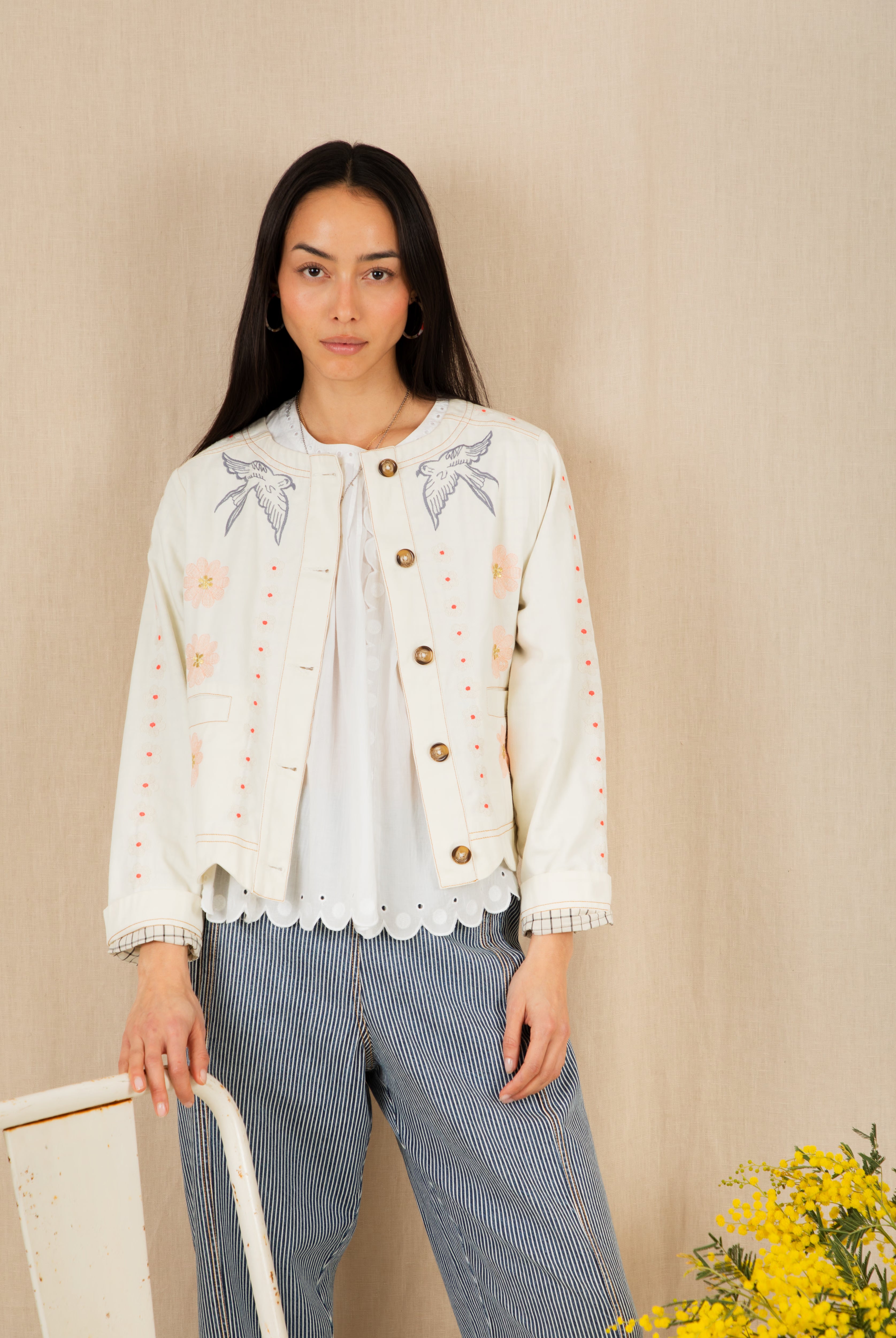 Bonte Rosie Embroidered Jacket - Ecru Multi