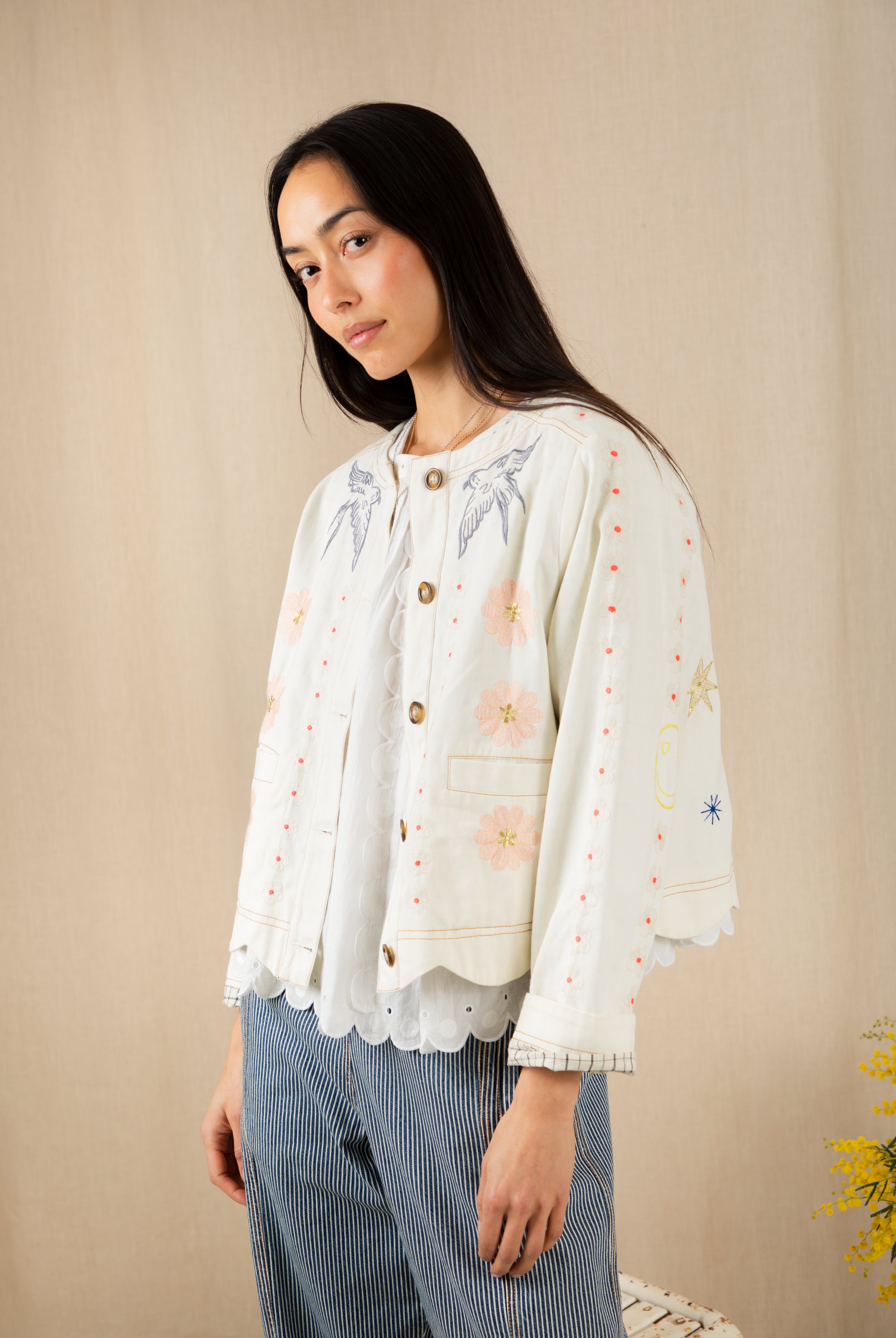 Bonte Rosie Embroidered Jacket - Ecru Multi