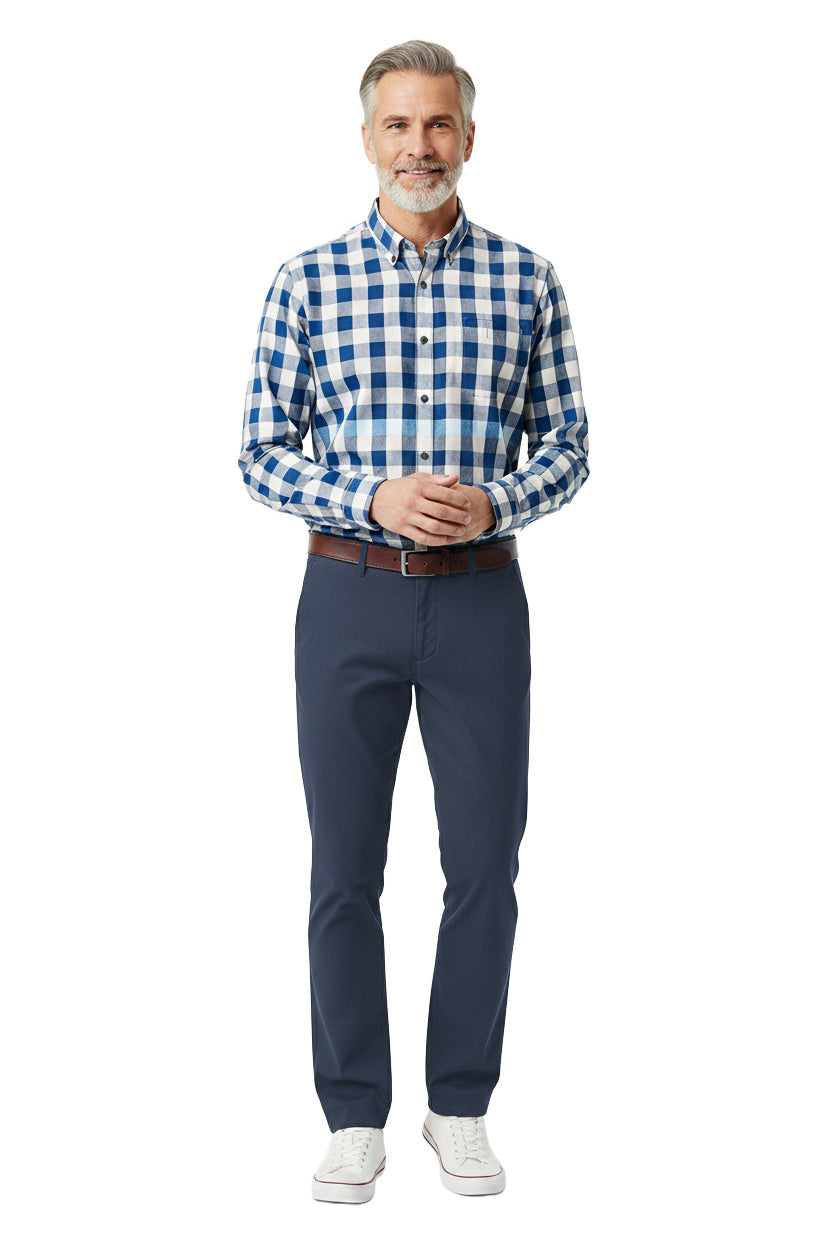 Bruhl Palma B Cotton Stretch Supersoft Chinos - Blue