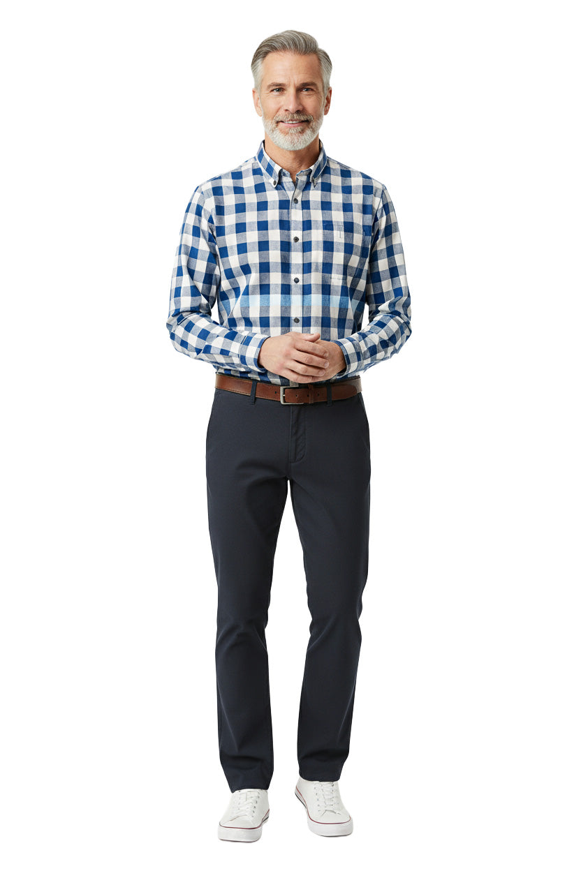 Bruhl Parma B Cotton Stretch Supersoft Mid Weight Chinos - Navy