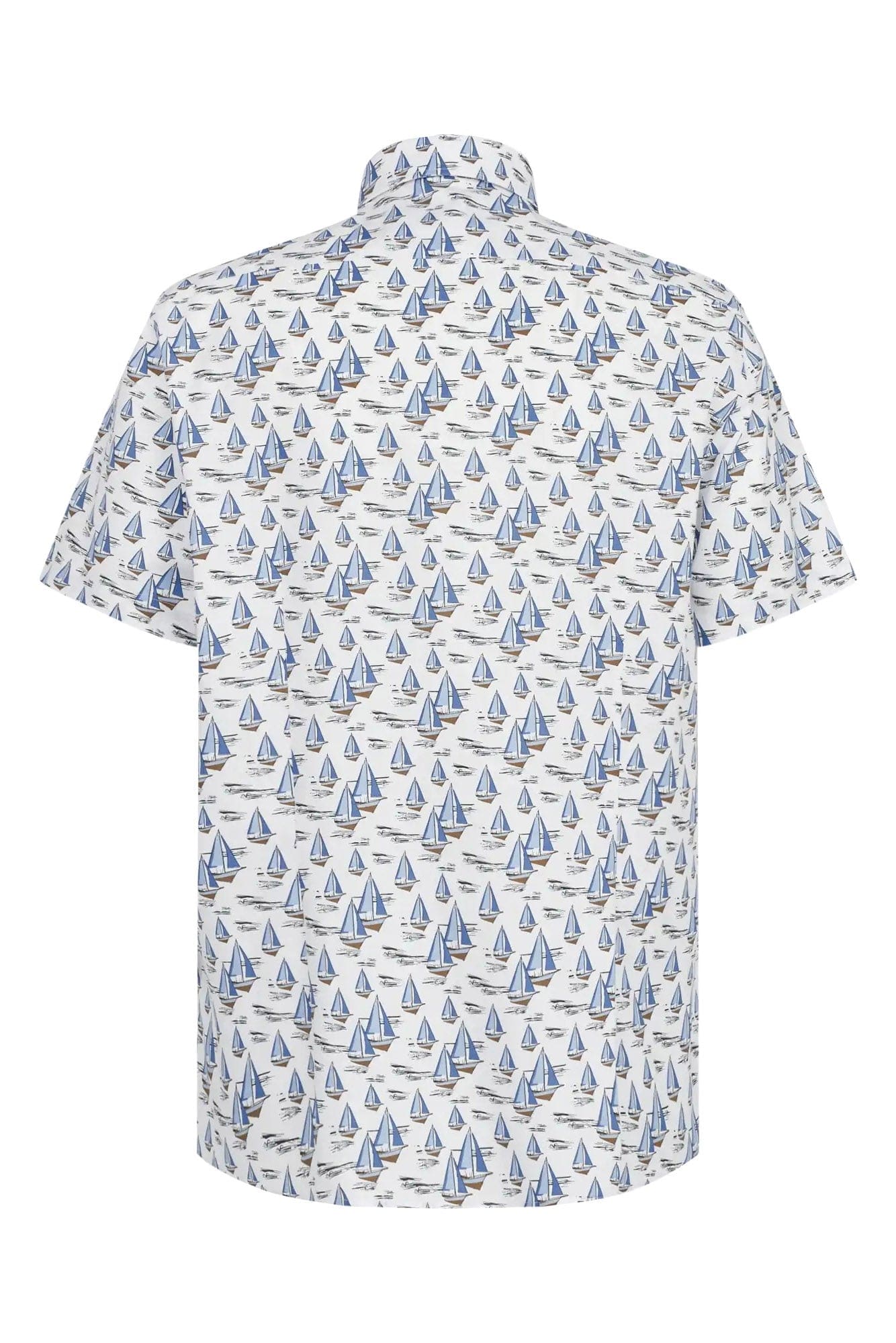 Bugatti Boat Print Cotton Shirt - Light Blue