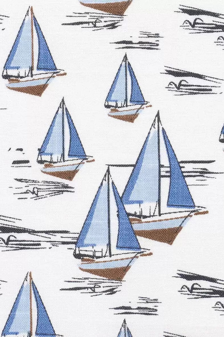 Bugatti Boat Print Cotton Shirt - Light Blue