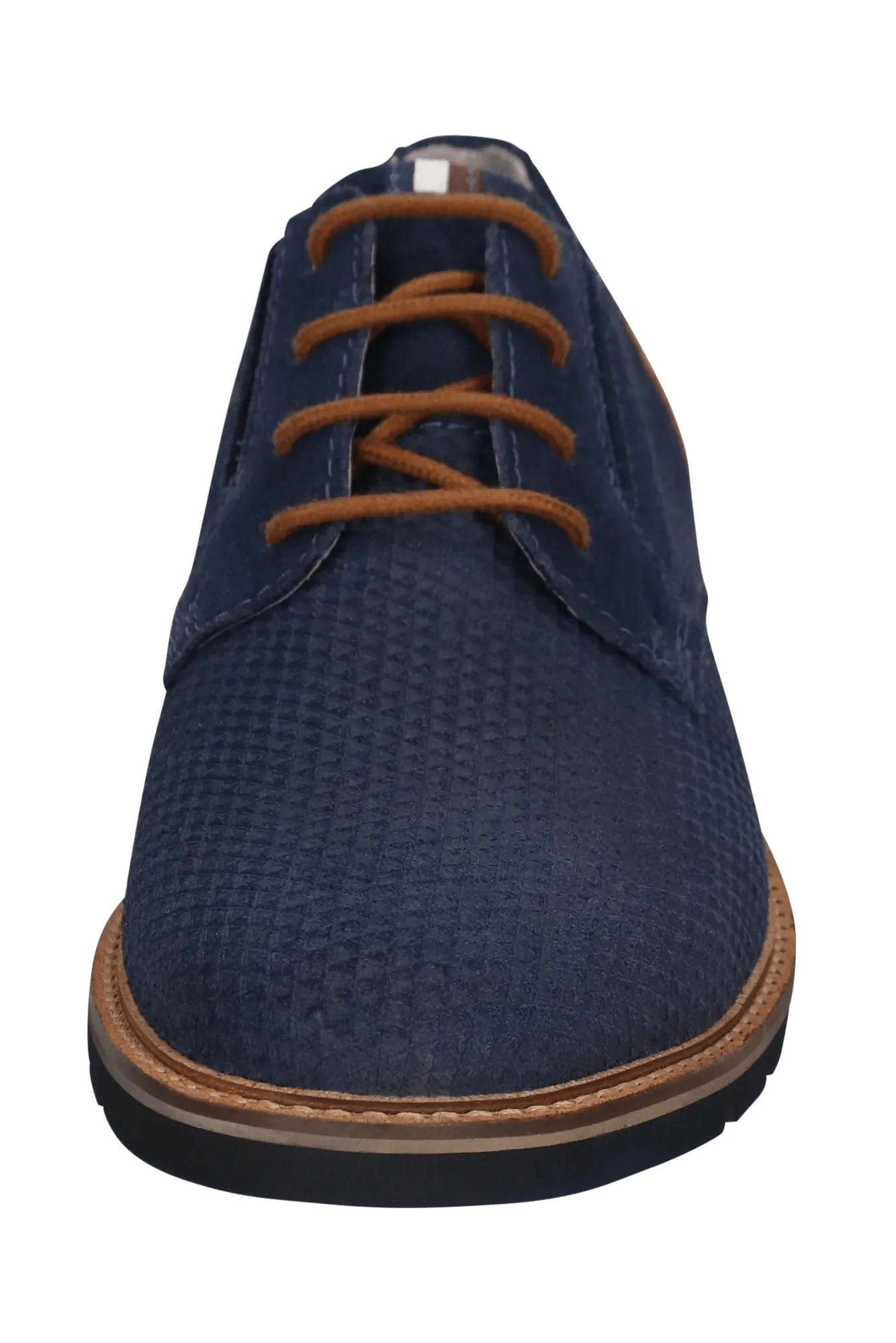 Bugatti Casimiro Comfort Wide Slip-On Suede Leather Shoes - Dark Blue/Cognac