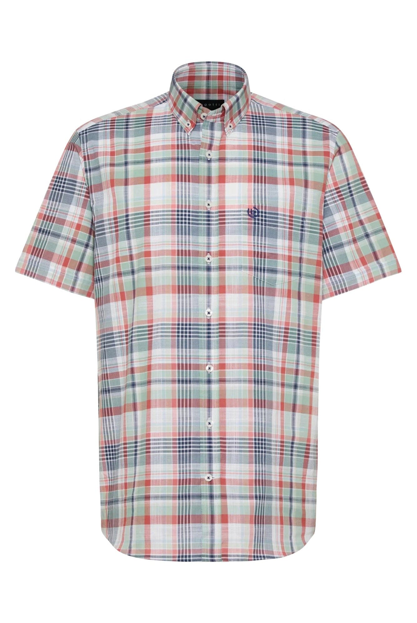 Bugatti Check Short Sleeve Shirt - Navy/Mint