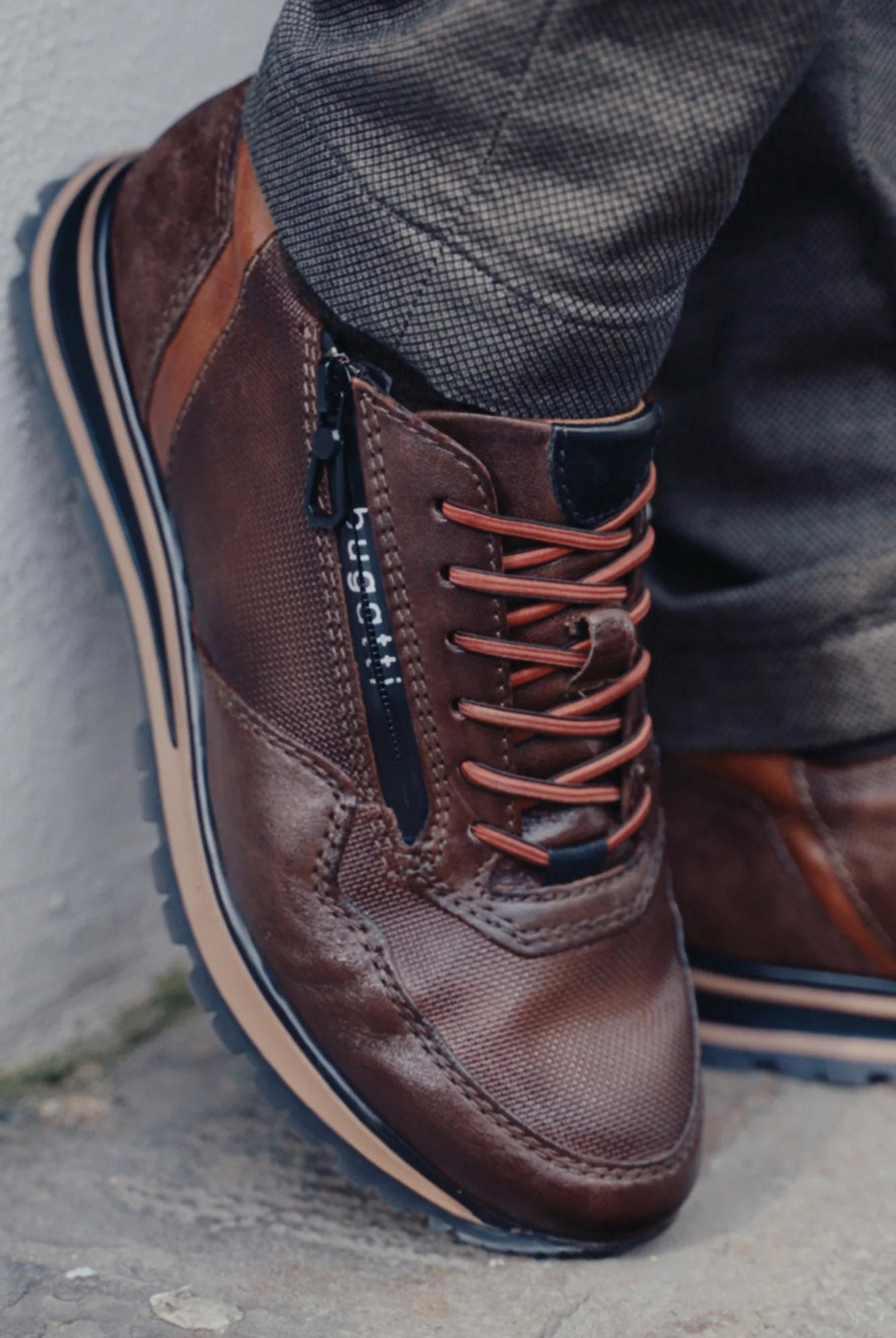 Bugatti Philip Leather Soft Fit Trainers - Brown